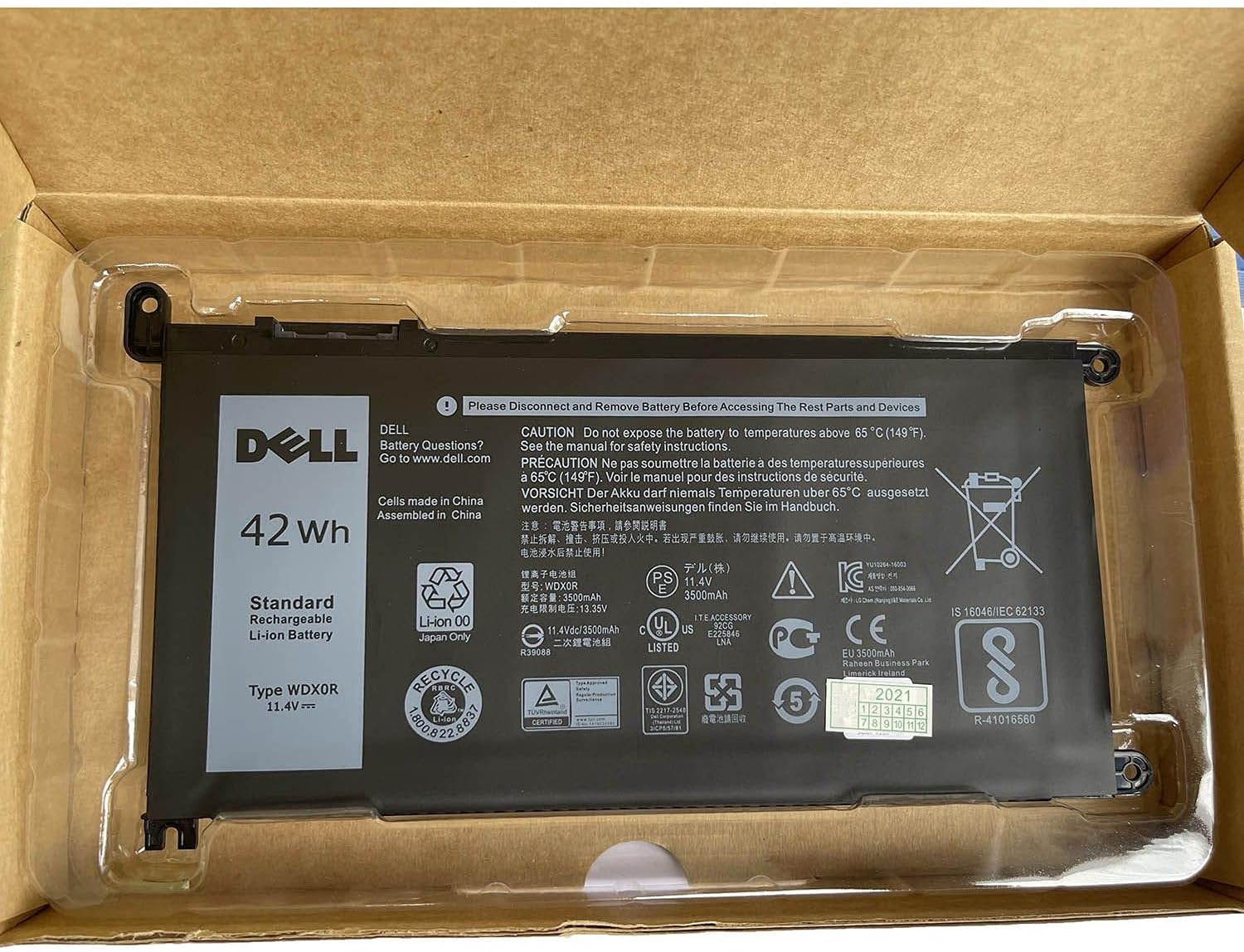DELL WDX0R – Batería de 3 celdas para Dell Inspiron 5368 5378 5379 5565 5567 5568 5570 5580 5575 5578 5578 5579 5584 5765 5767 5767 575 770 5 775