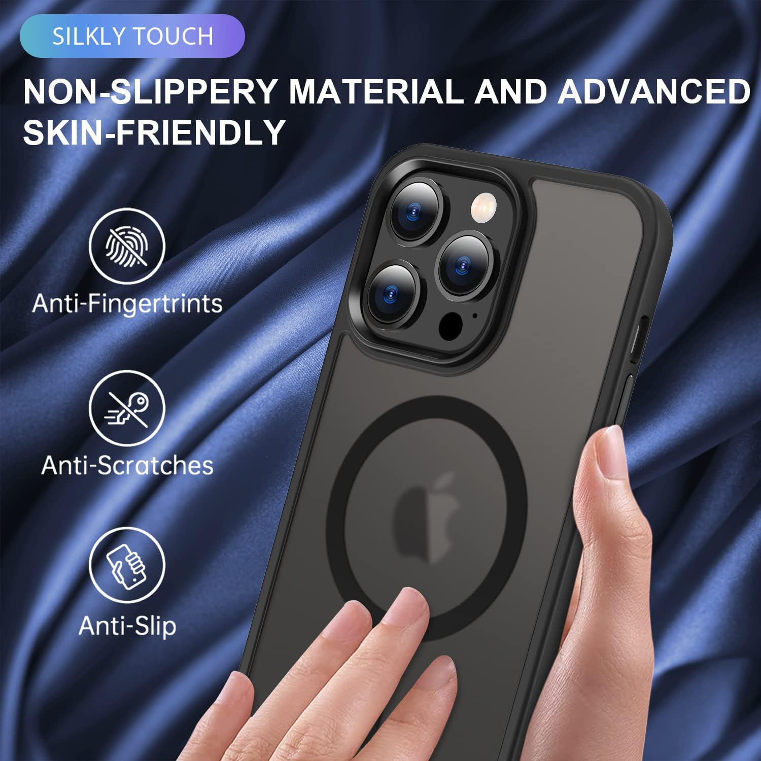 SKYE1NY Funda magnética para iPhone 13 Pro Max, probada en caídas de grado mil, compatible con magnética, a prueba de golpes, translúcida, delgada,