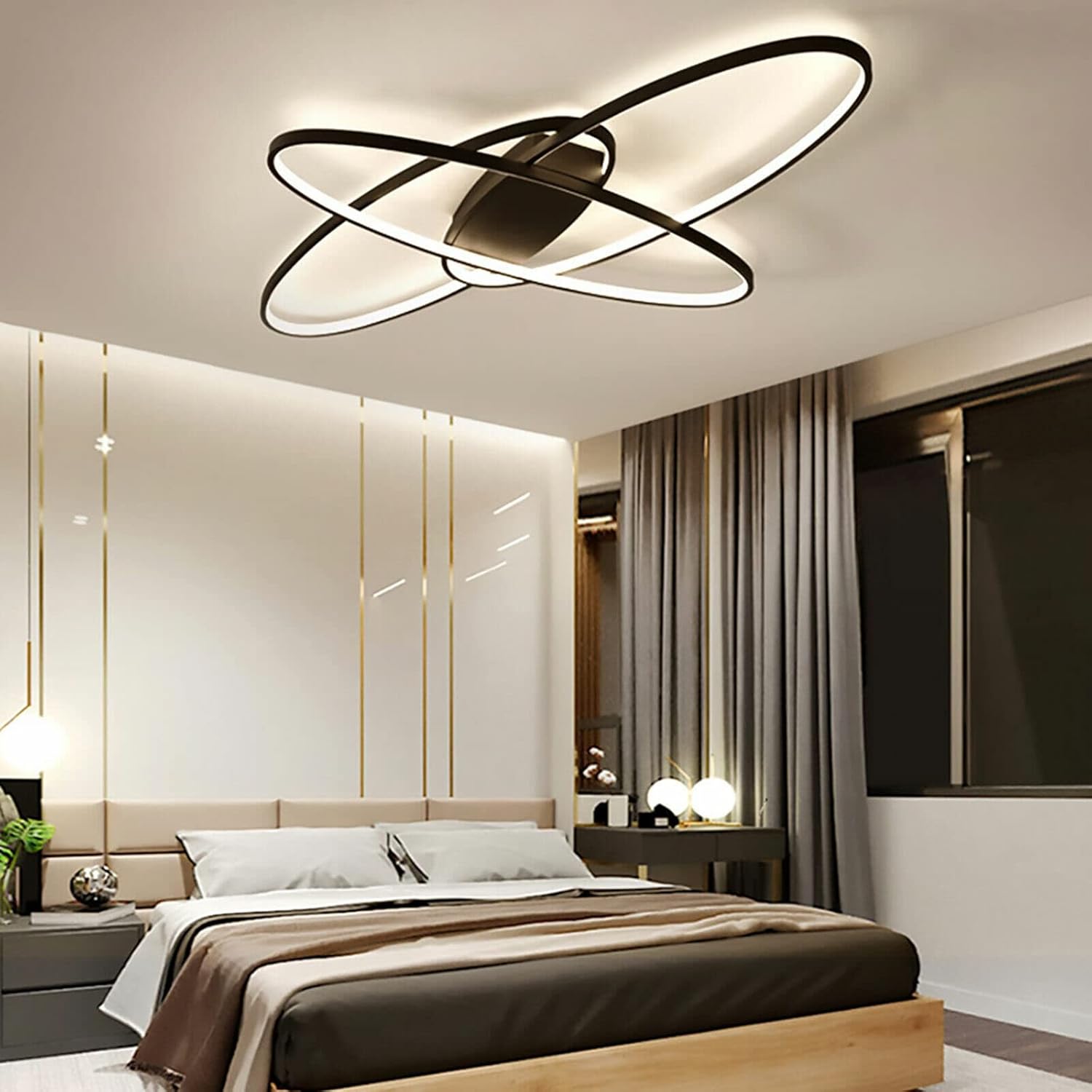 Lámpara de techo LED moderna regulable de 37.4 pulgadas, lámpara de techo empotrada con control remoto, diseño de marco de aluminio, lámpara de