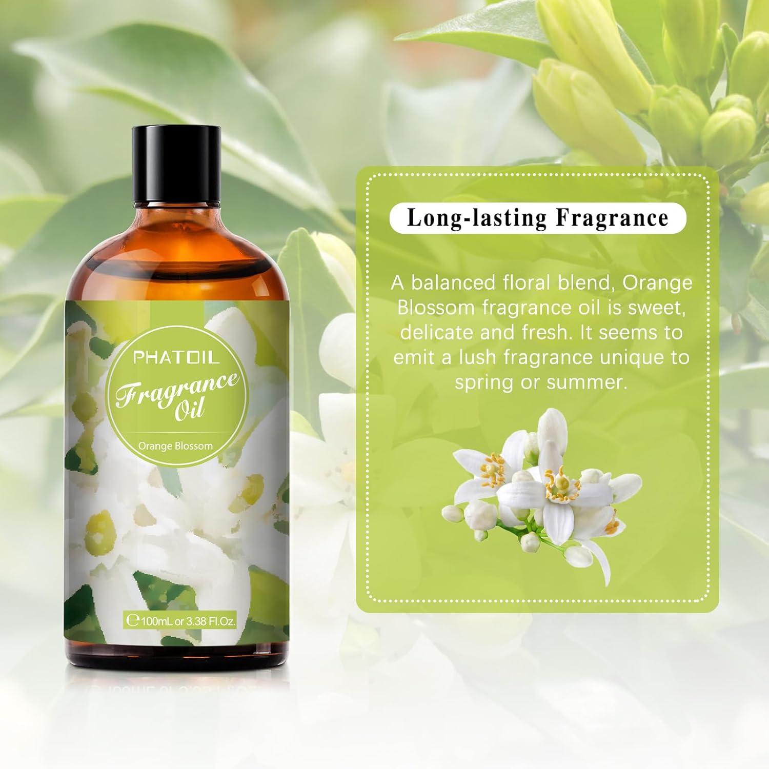 Aceites aromáticos de flor de naranja de 3.38 onzas líquidas para aromaterapia, aceites esenciales para difusores para el hogar, perfectos para