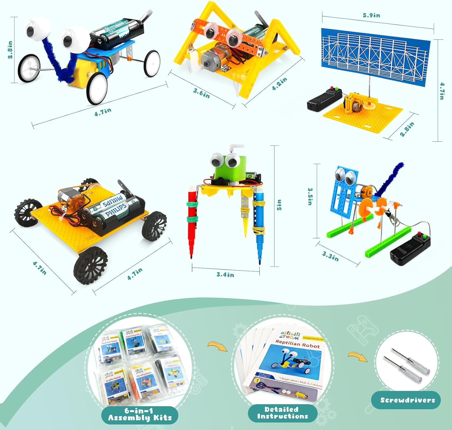 Juego de 6 proyectos STEM para niños de 8 a 12 años, kits de ciencia electrónica para niños de 6 a 8 años, juguete robótico de ingeniería de