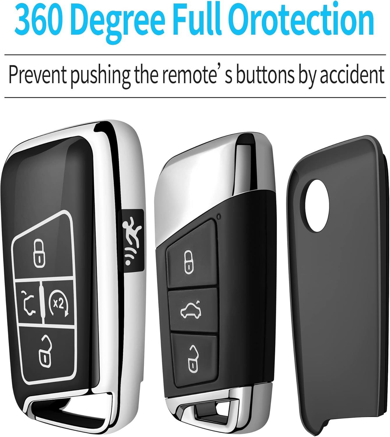 Tukellen Funda para llavero Volkswagen, funda de TPU suave de alta calidad con protección completa para llavero VW Tiguan Atlas Jetta Passat Golf
