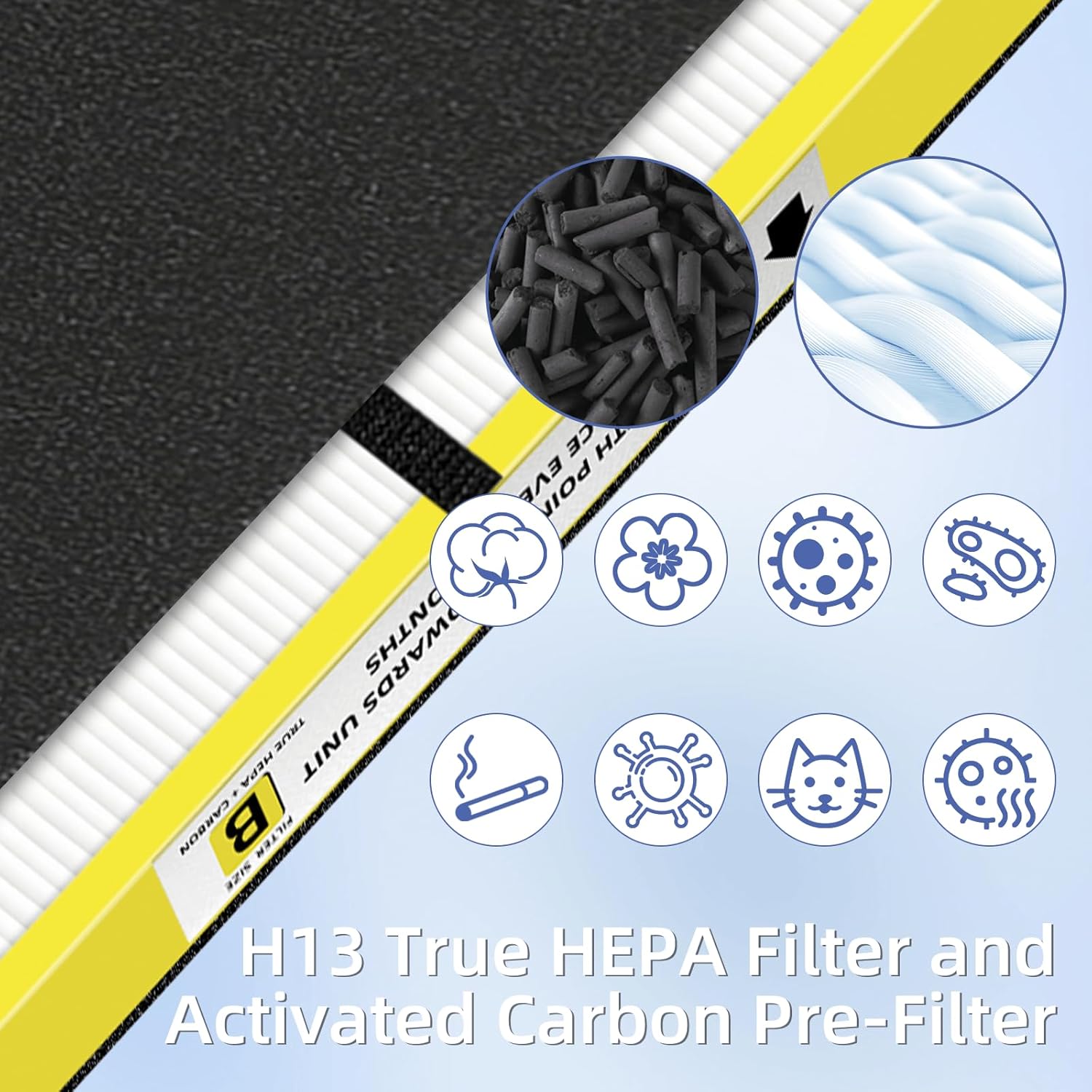 FLT4825 Filtro HEPA B de repuesto compatible con purificadores de aire G-Guardian AC4825 AC4300 AC4800 AC4900 AC4850,2 H13 True HEPA Filters+8