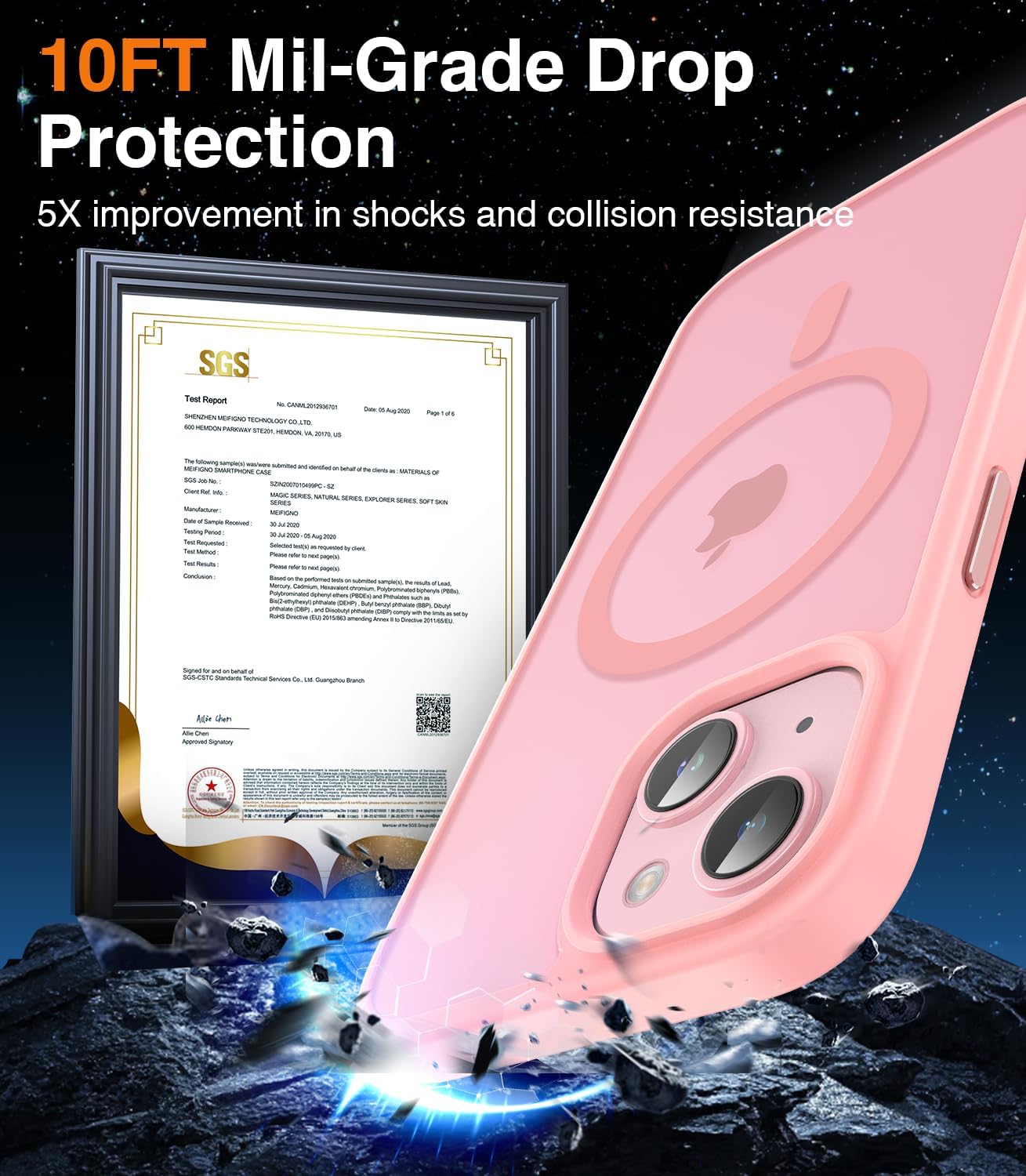 Meifigno Magic Mag Series – Funda diseñada para iPhone 15 Plus, protección de grado militar y compatible con MagSafe, parte trasera mate translúcida