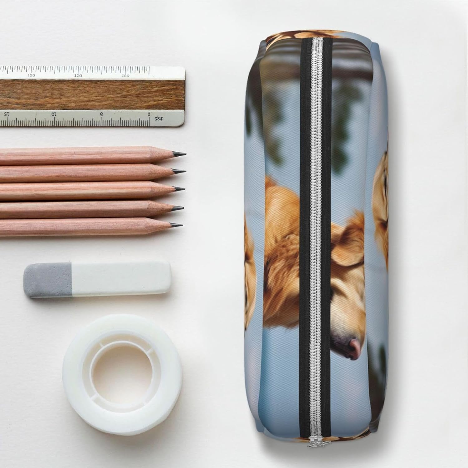 Golden Retriever – Estuche portátil para lápices de viaje, bolsa de maquillaje, bolsa organizadora para suministros de oficina, viajes