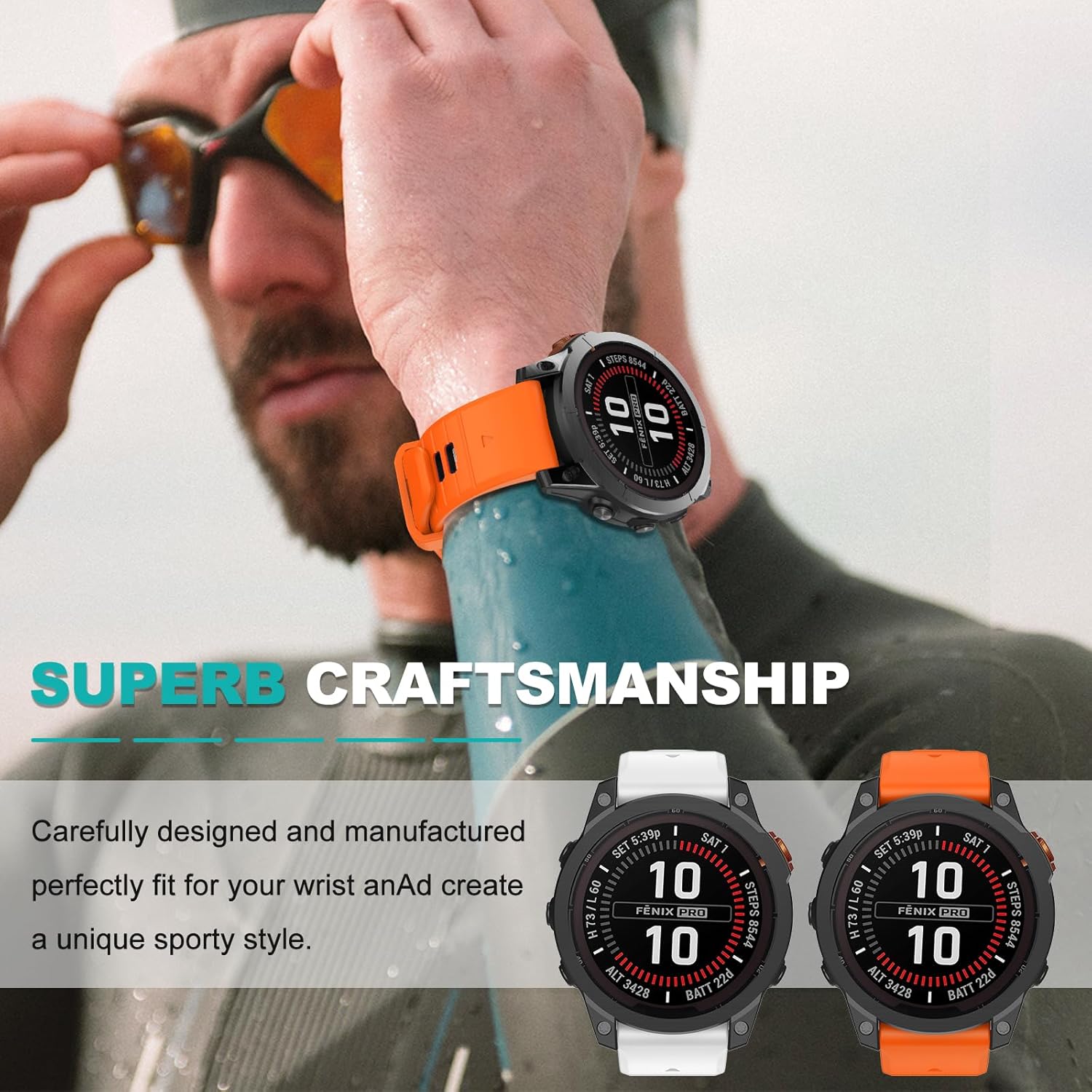 OVERSTEP Correa de reloj para Fenix 7, Fenix 6, Fenix 5, 0.86 pulgadas, bandas de repuesto resistentes para Garmin Fenix 5 PlusFenix 6 ProFenix 7