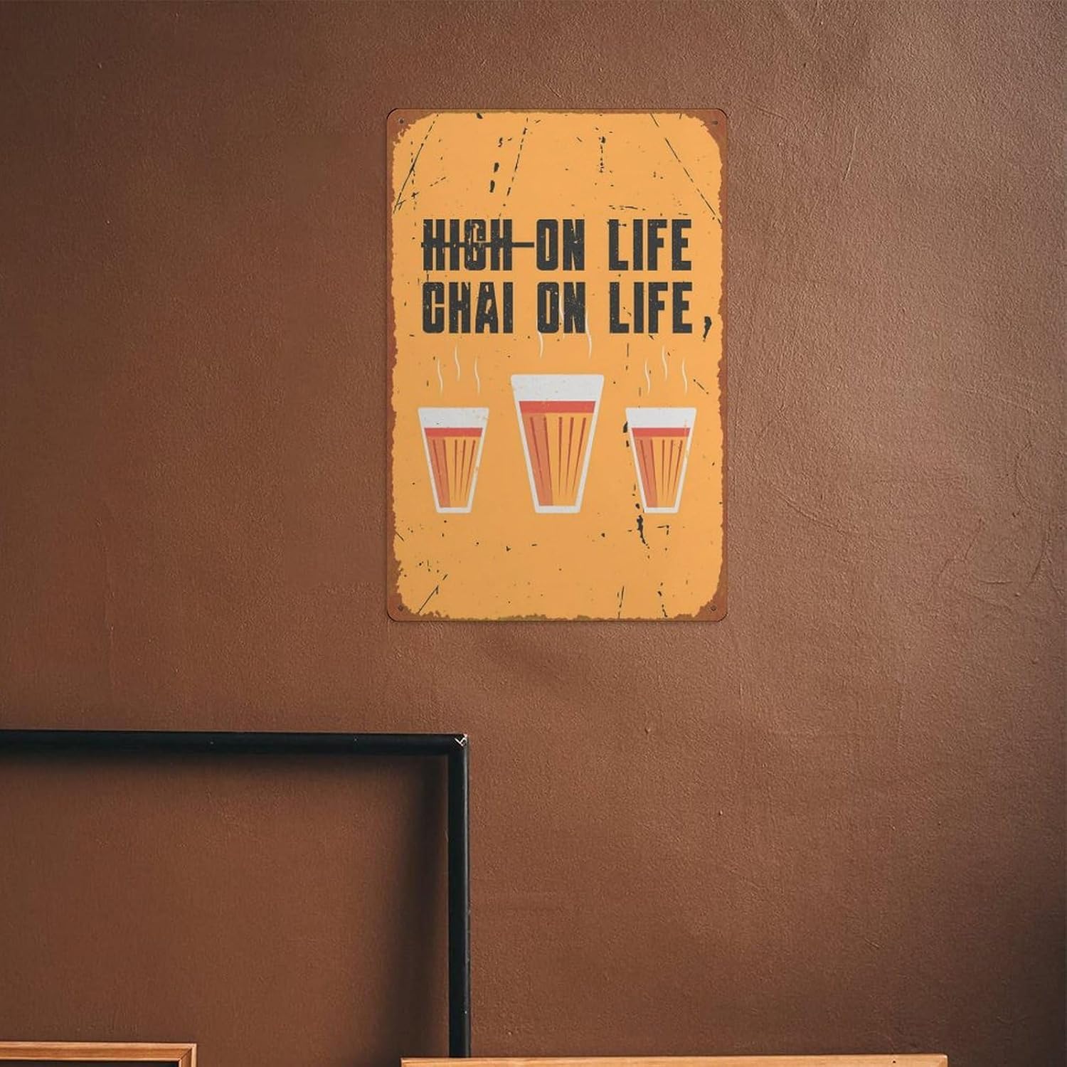 Chai On Life – Cartel retro vintage divertido de metal para decoración de cocina al aire libre, bar, pub, club, cafetería, hogar, interior, hogar,