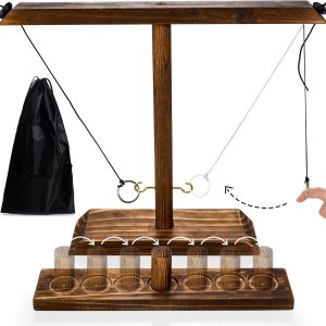 AMAWOOD Juego de lanzamiento de anillos grandes para adultos y niños, juego de gancho y anillo hecho a mano con líder de tiro, juegos de patio para AMAWOOD Juego de lanzamiento de anillos grandes para adultos y niños, juego de gancho y anillo hecho a mano con líder de tiro, juegos de patio para