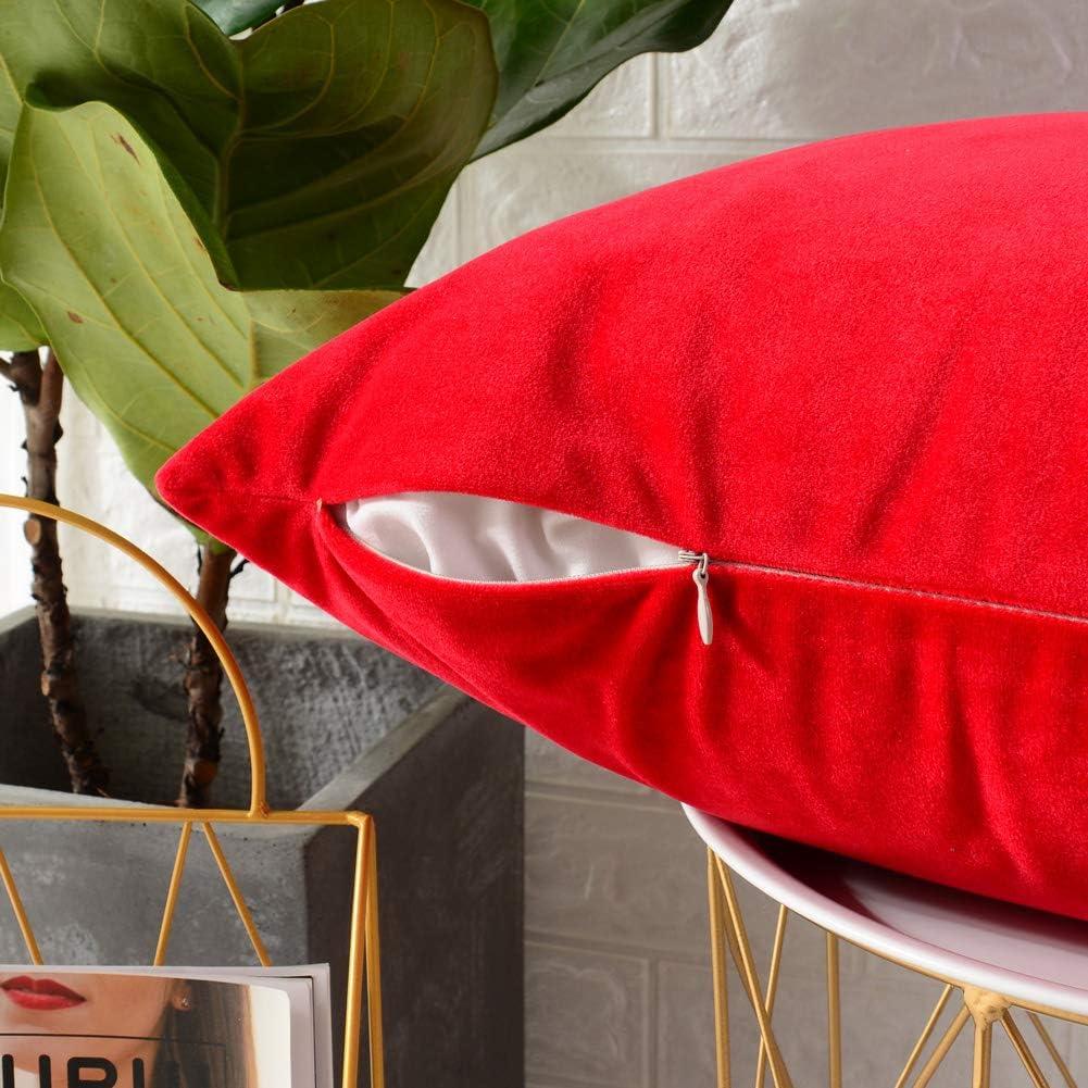 MERNETTE – Juego de 2 fundas decorativas para cojín, cuadradas, de terciopelo suave, para sofá, habitación, silla de automóvil