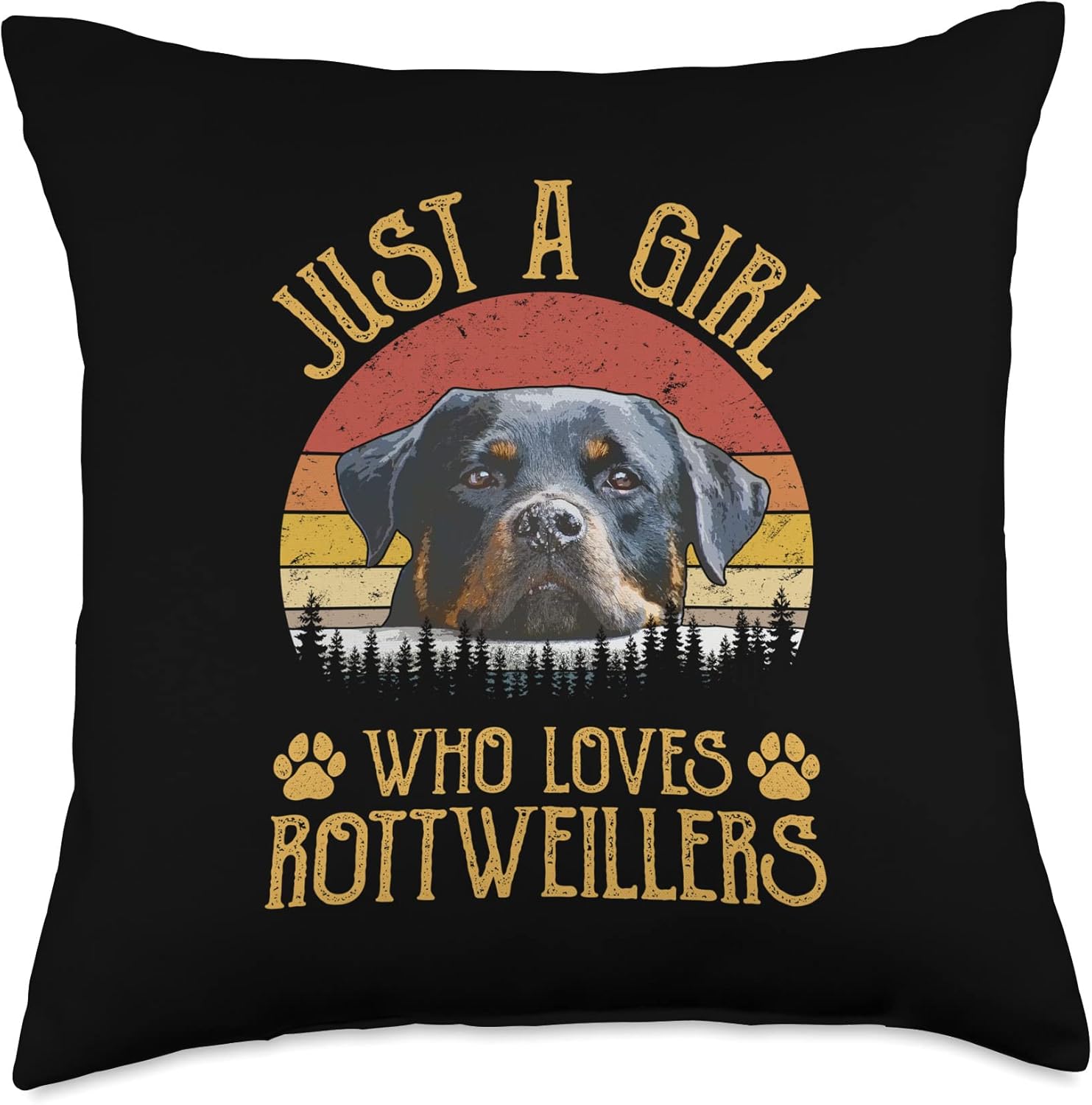 Just A Girl Who Loves Rottweiler – Almohada de regalo para amantes de los perros, 18 x 18 pulgadas, multicolor