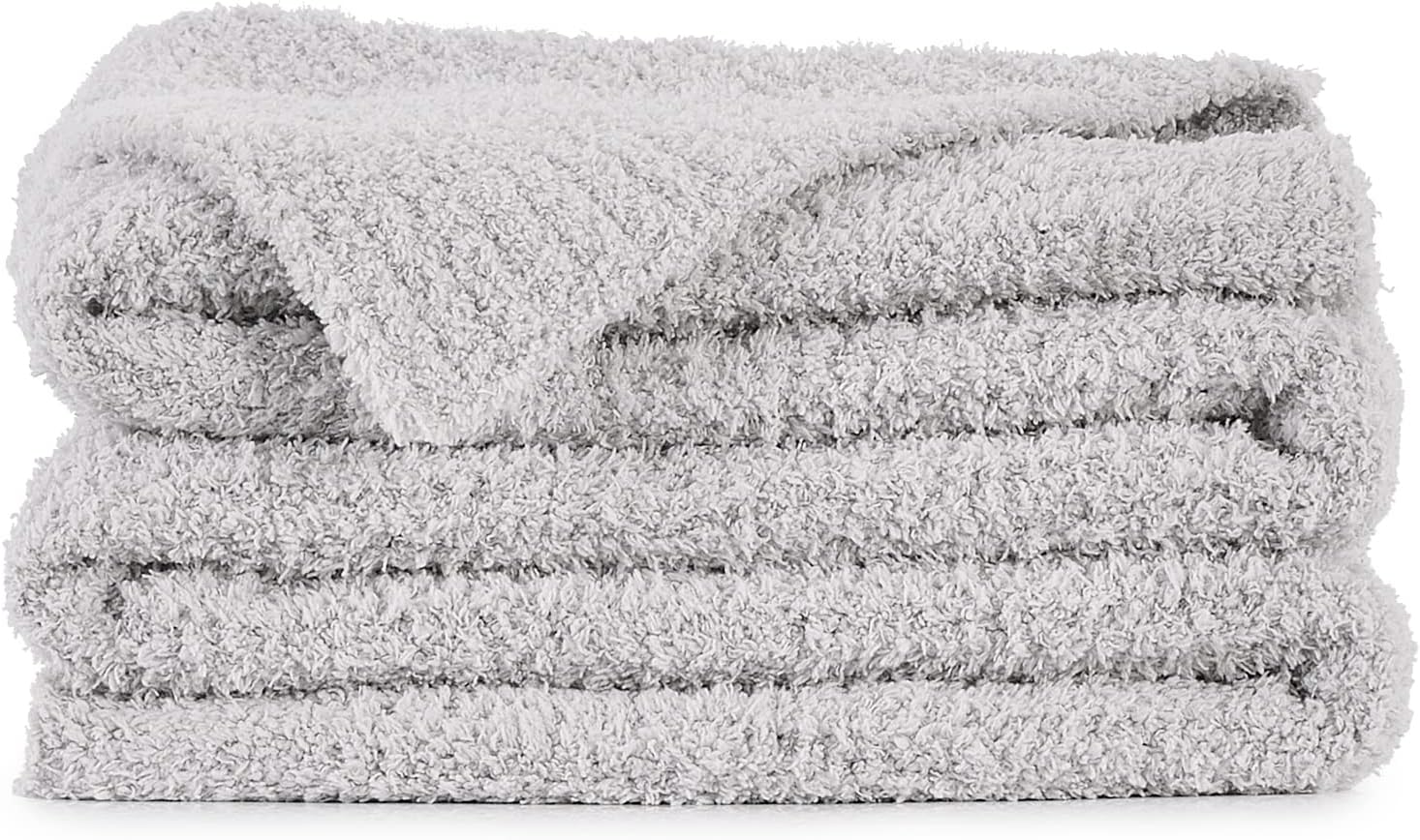 Bedpasda Manta de felpa plateada para sofá, manta de felpilla ligera y suave con textura mullida y diseño de ribete acanalado, manta decorativa de
