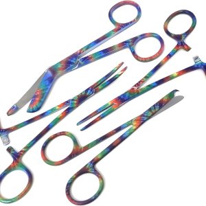 Juego de 4 tijeras de vendaje de 5.5 pulgadas, tijeras de puntada de 4.5 pulgadas y hemostato de 5.5 pulgadas, curvadas rectas hechas de acero Juego de 4 tijeras de vendaje de 5.5 pulgadas, tijeras de puntada de 4.5 pulgadas y hemostato de 5.5 pulgadas, curvadas rectas hechas de acero