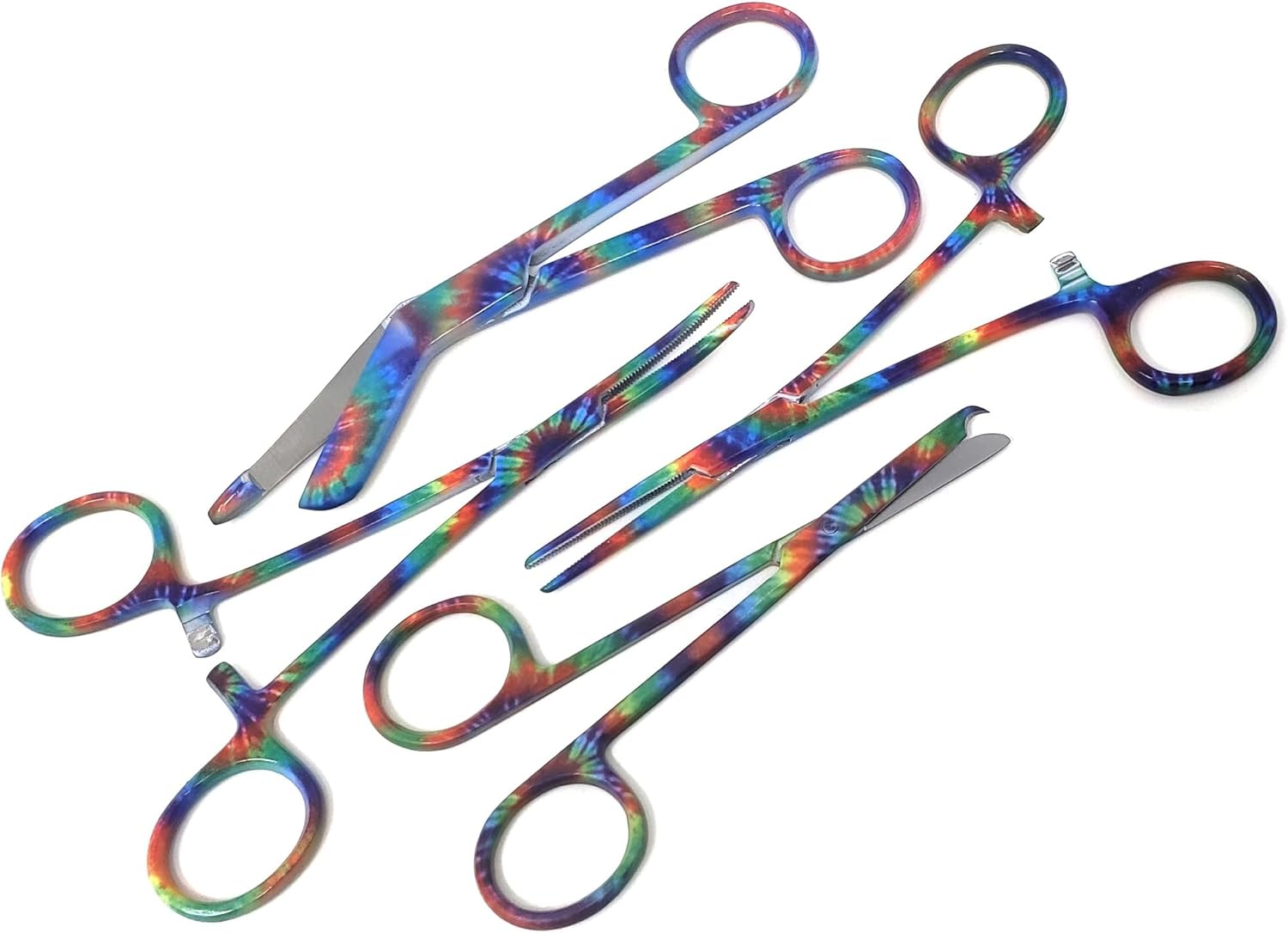 Juego de 4 tijeras de vendaje de 5.5 pulgadas, tijeras de puntada de 4.5 pulgadas y hemostato de 5.5 pulgadas, curvadas rectas hechas de acero