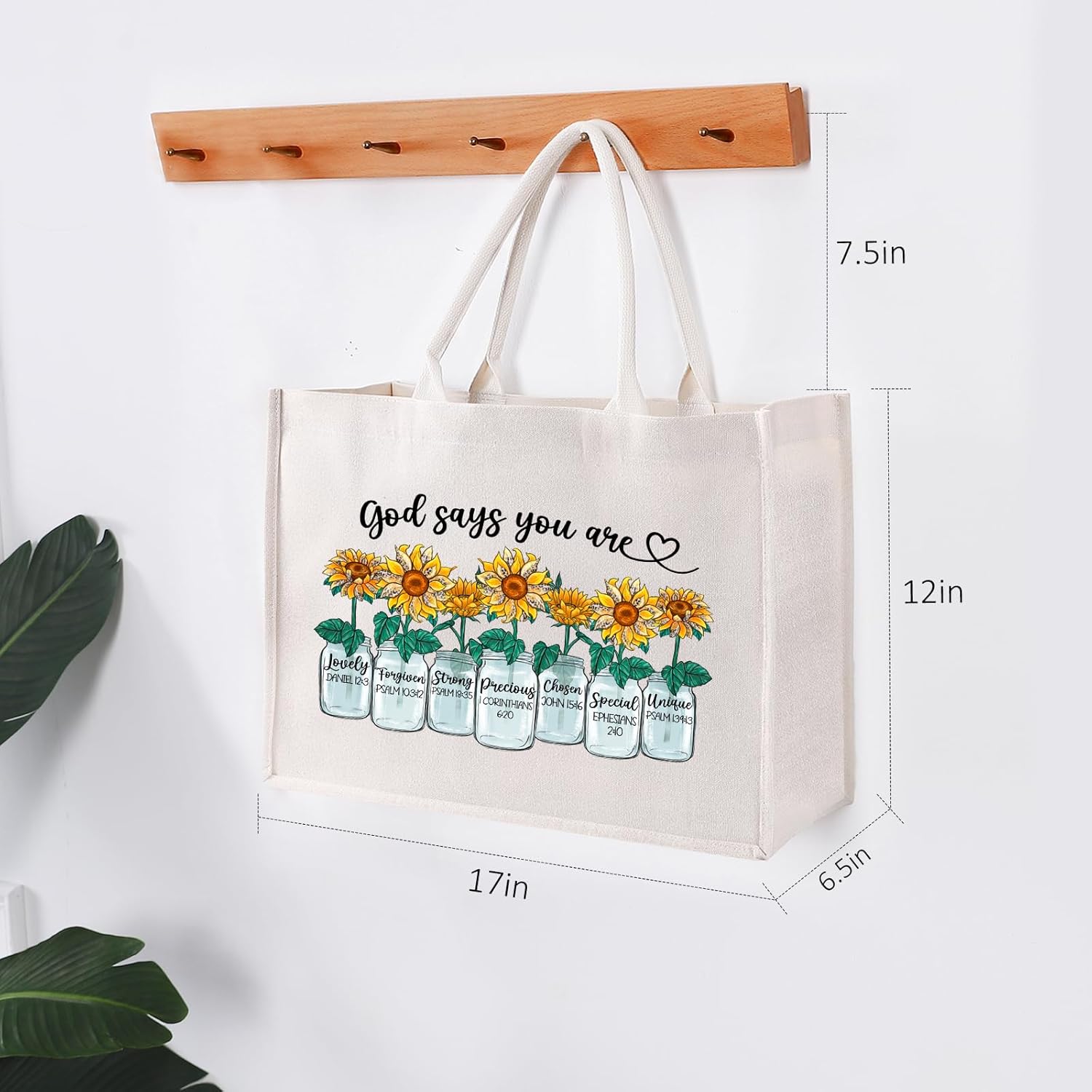 LEADO Bolsa de lona grande, bolsa de compras reutilizable, regalos cristianos para mujeres, regalos religiosos, regalos de inspiración para mujeres,