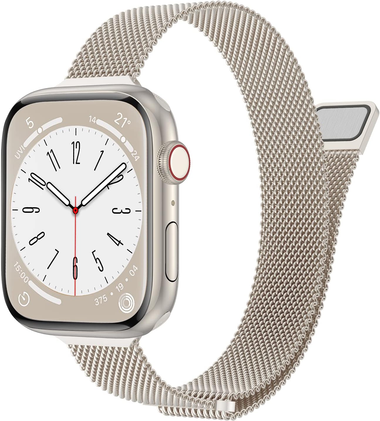 Correa de cierre magnético de malla de acero inoxidable compatible con Apple Watch de 1.496 pulgadas, 1.575 pulgadas, 1.654 pulgadas, 1.654