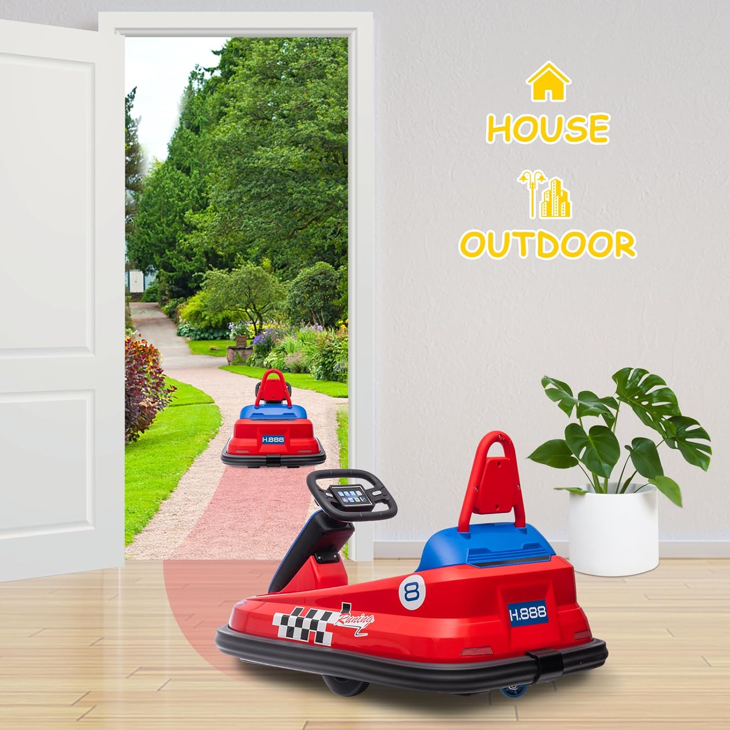 GAOMON – Coche de parachoques para niños pequeños, juguete eléctrico de 6 V para niños de 1.5 a 6 años, con volante, giro de 360 grados, 2