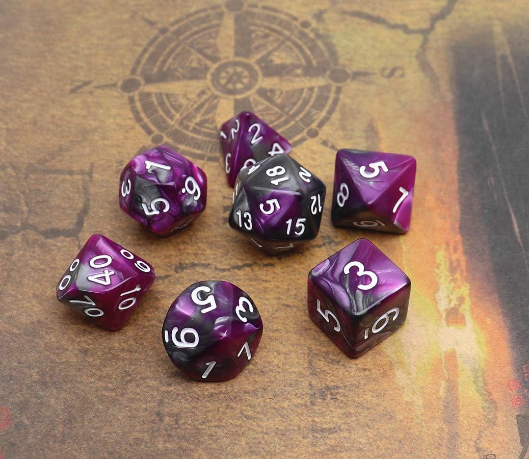 DND – Juego de dados poliédricos RPG para Dungeon and Dragons MTG, juego de dados (morado y plateado)