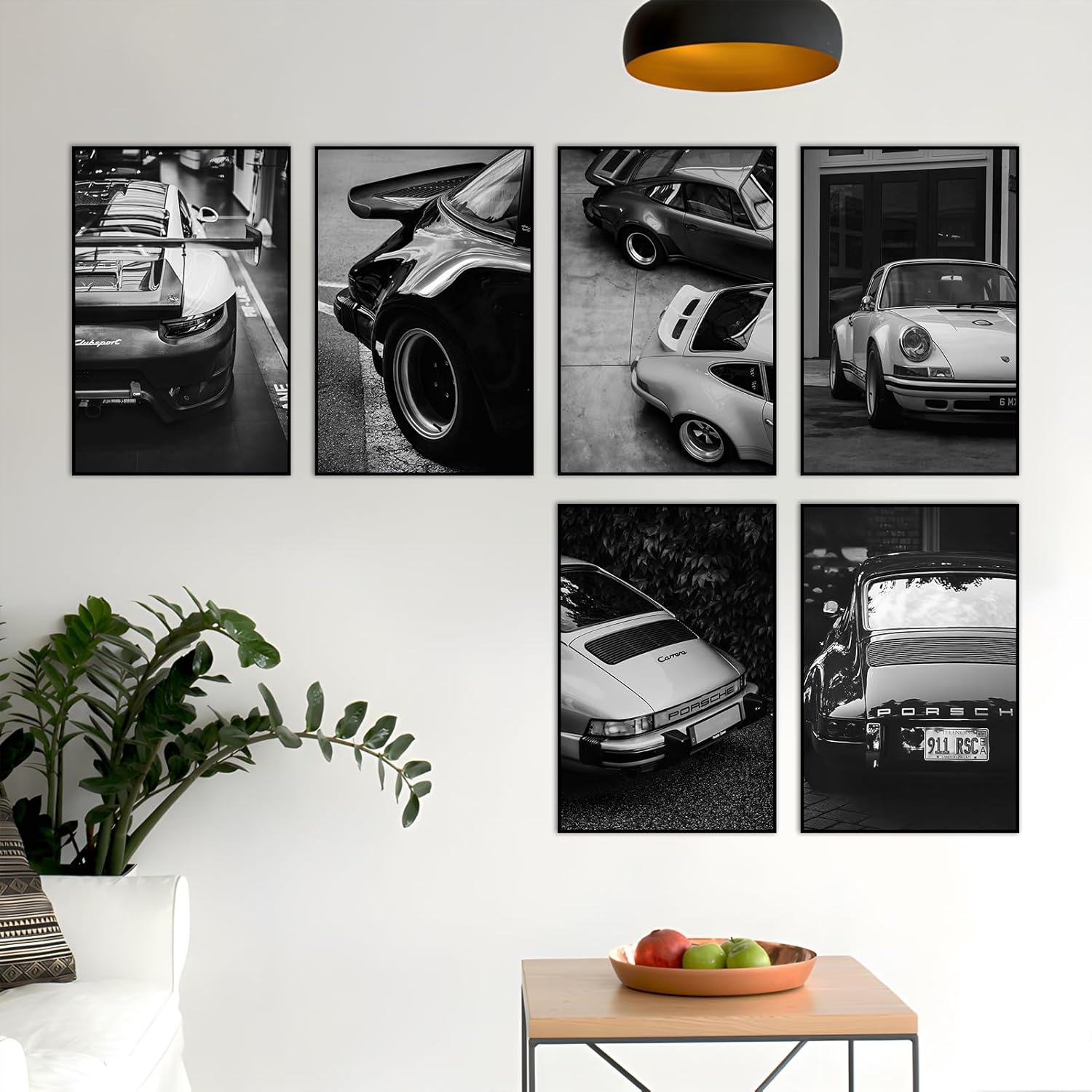 SSLGLS100 Póster decorativo para pared de automóvil, 911, pósteres clásicos vintage, impresión en blanco y negro, cuadros para hombres, sala de