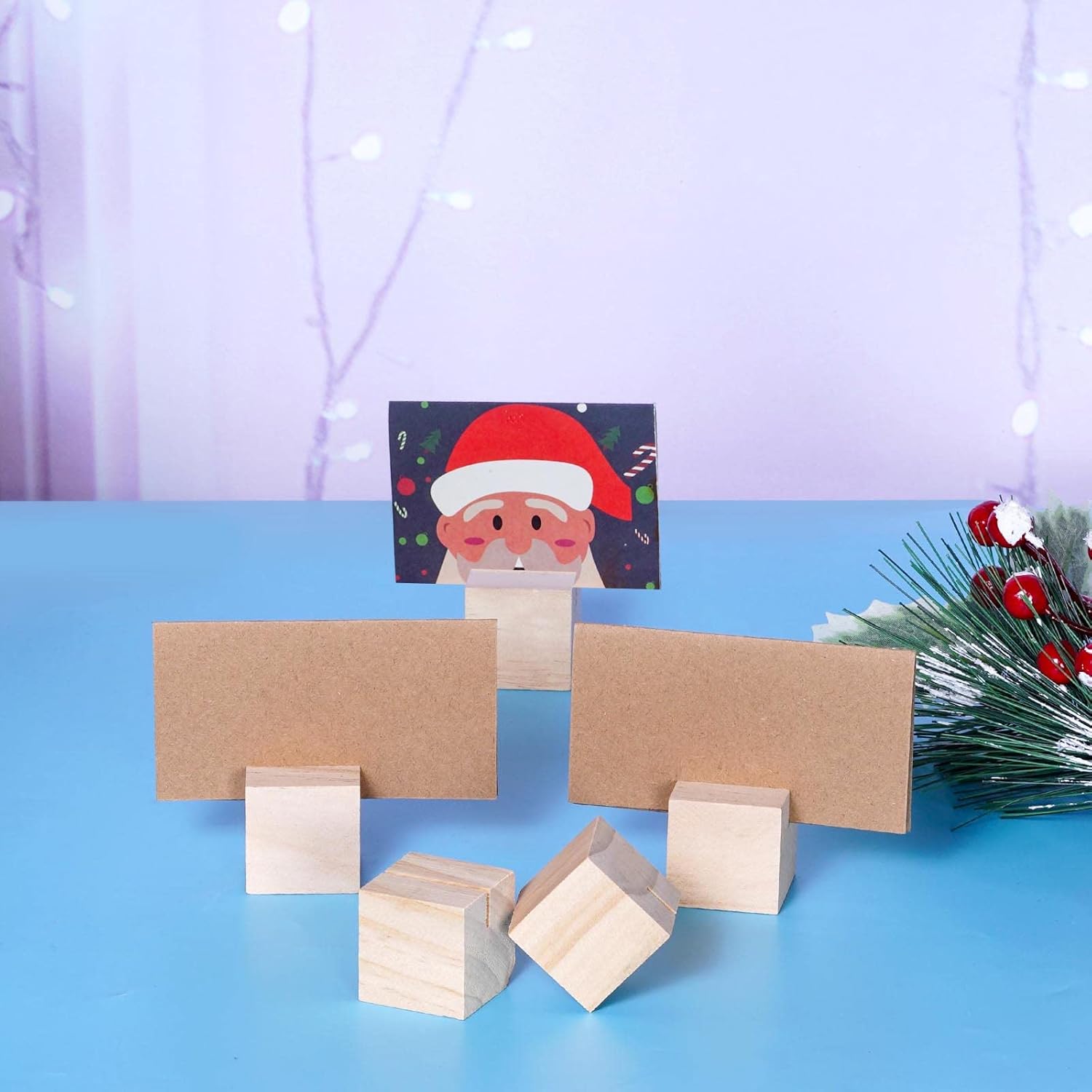 mifengda 20 soportes de madera para tarjetas de lugar, soportes para números de mesa, soportes pequeños para letreros de mesa, soporte para tarjetas