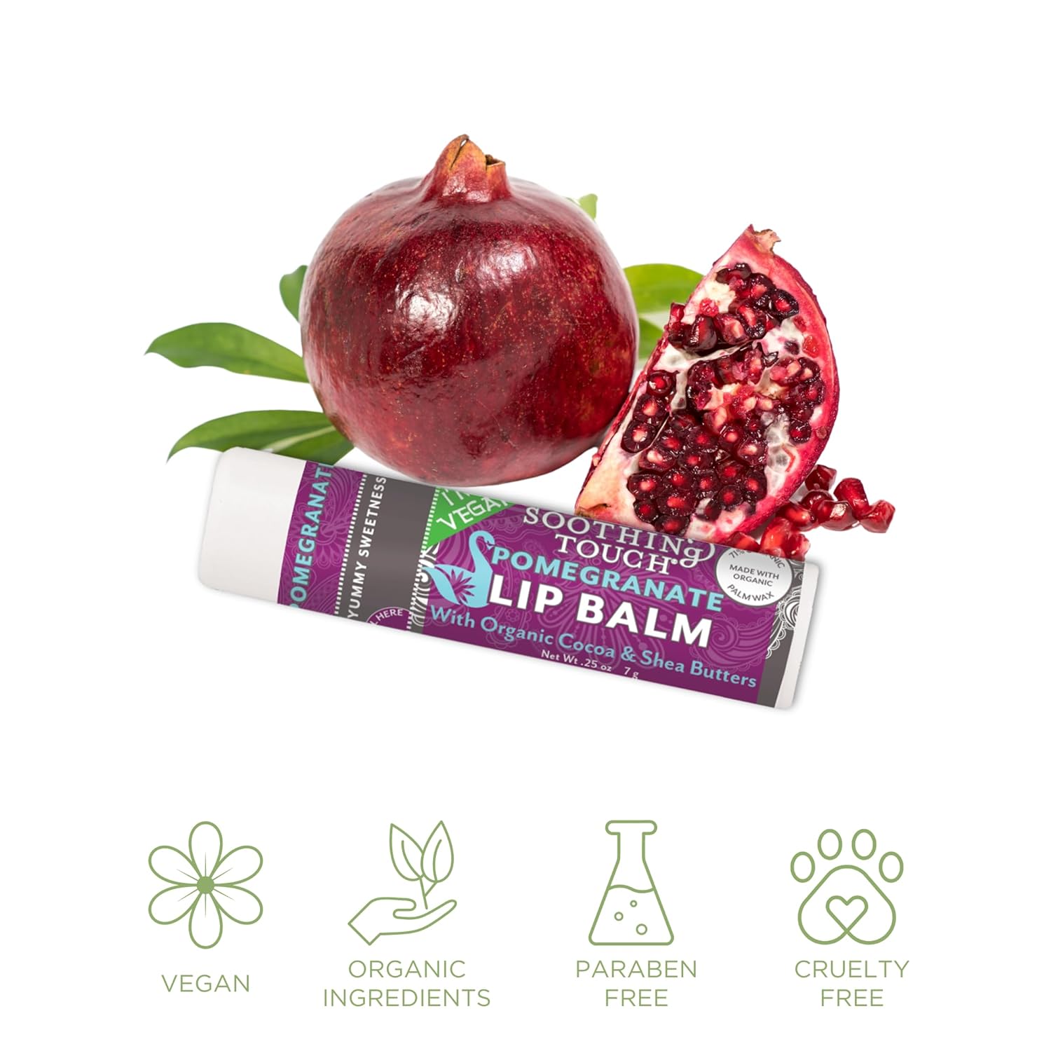 Juego de bálsamo labial vegano, paquete variado de 3 bálsamos labiales relajantes. Tamaño grande de 0.25 onzas. Incluye bolsa de muselina (3 x 4