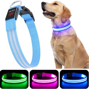 Dolitego Collares de perro iluminados  Collares de perro recargables que brillan en la oscuridad, collar LED ajustable para perro, luces de perro Dolitego Collares de perro iluminados  Collares de perro recargables que brillan en la oscuridad, collar LED ajustable para perro, luces de perro