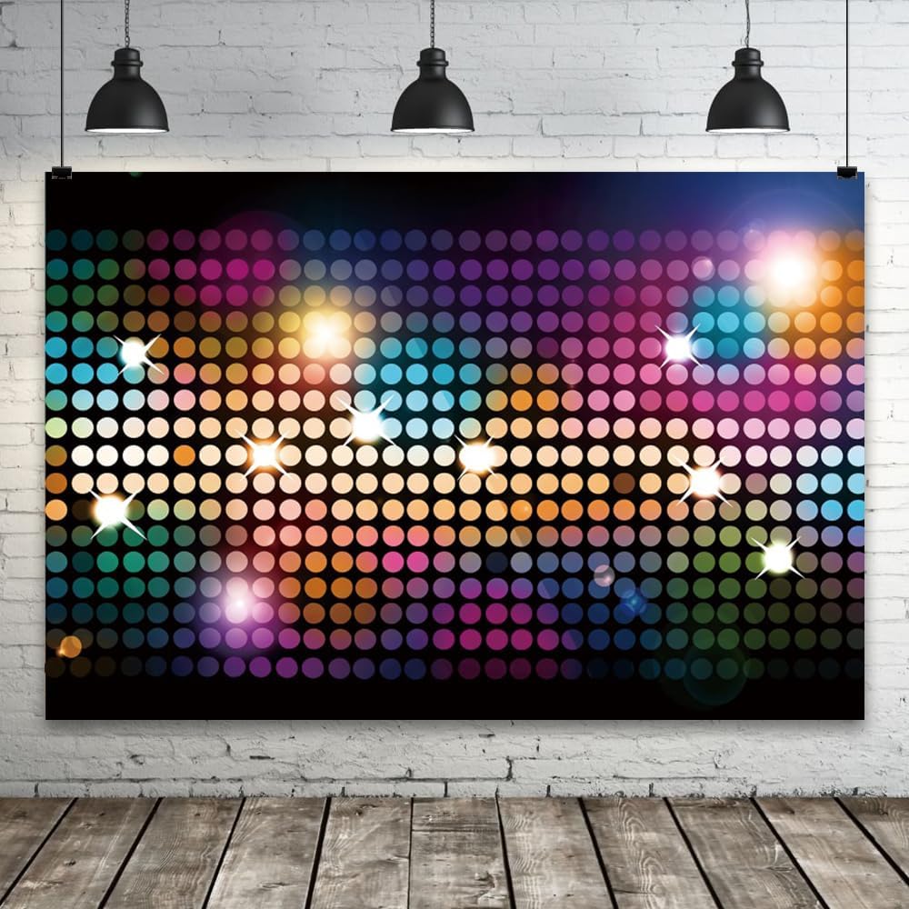 YongFoto Telón de fondo colorido para fiesta de discoteca de 10 x 8 pies, puntos redondos con purpurina brillante, Bokeh, puntos brillantes, halos,