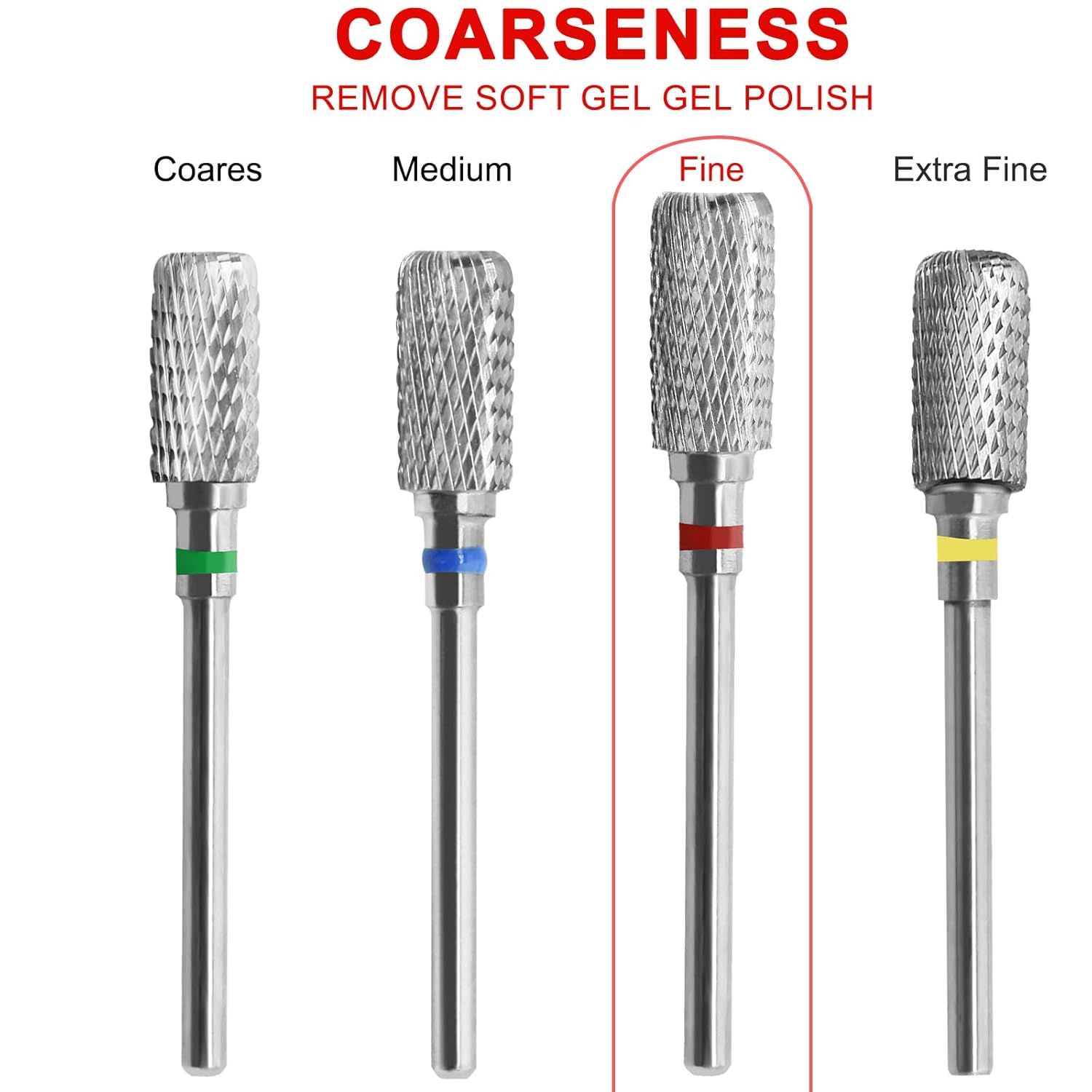 Brocas de uñas de seguridad, brocas de carburo de 332 pulgadas, broca profesional para taladro de uñas, adecuadas para manicura, pedicura, cutícula,