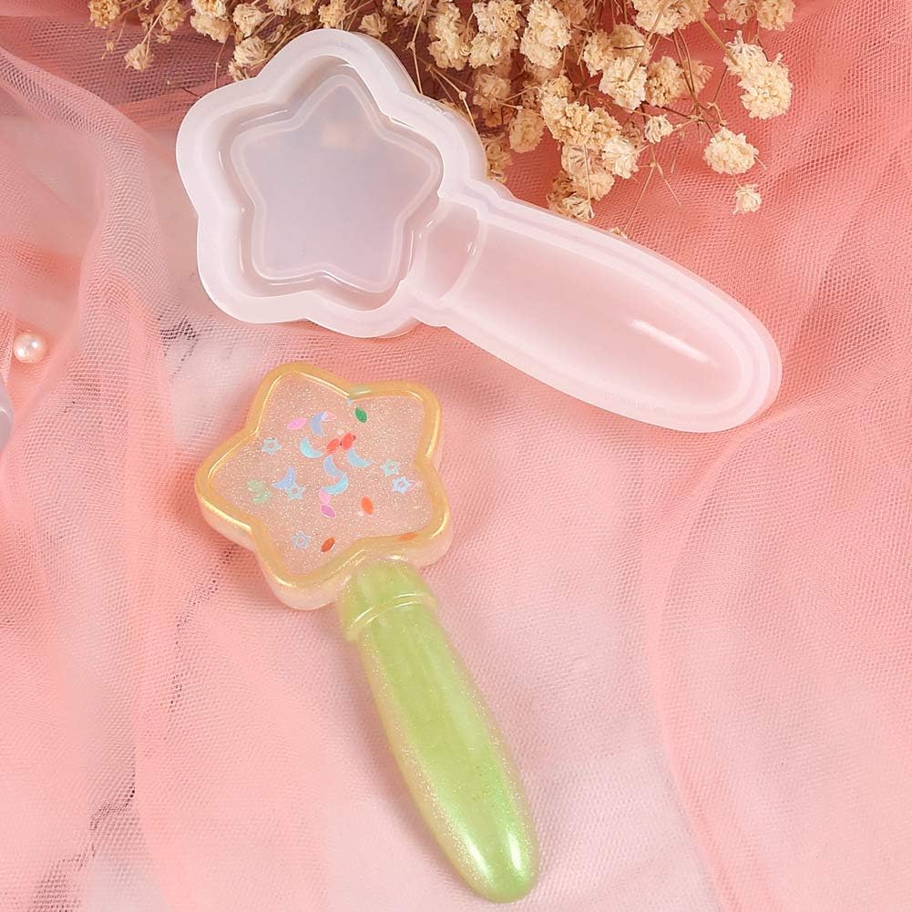 Sailor Moon Wand – Moldes de resina para varita de mariposa de estrella, molde de resina de luna, molde de estrella de silicona, molde mágico de