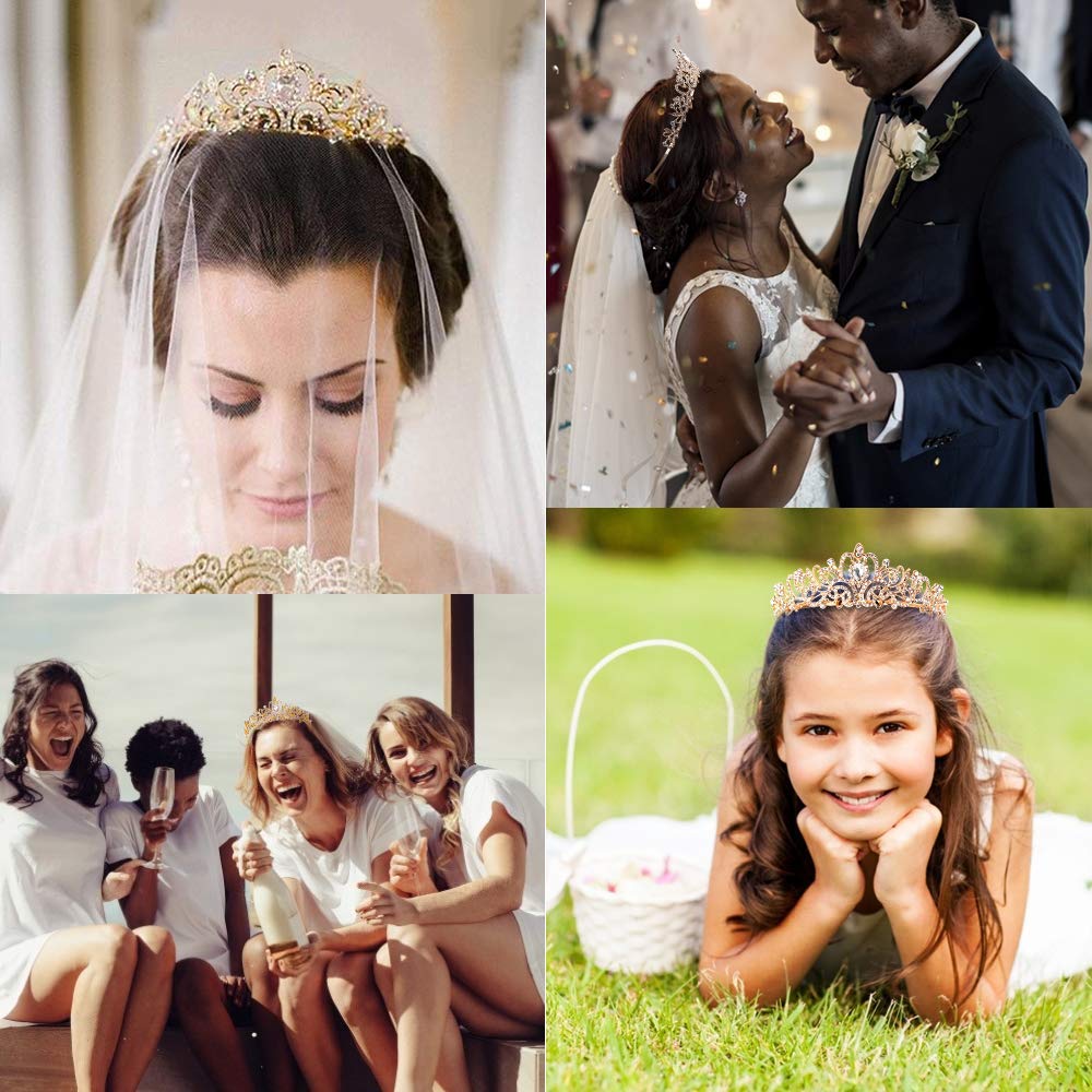 Tiaras y coronas doradas para mujer, coronas de princesa para novia, coronas elegantes con peines, diademas para mujer, para novia, boda,