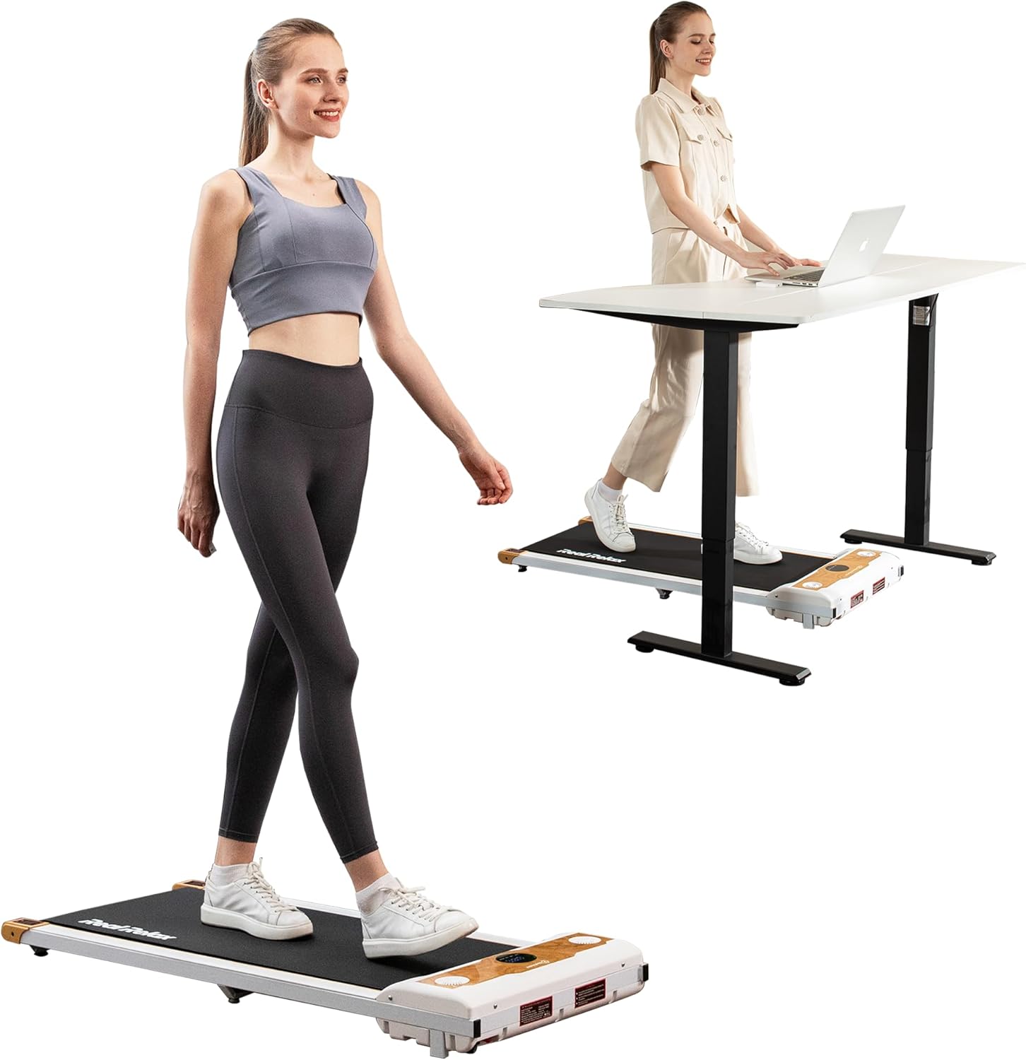 Real Relax Cinta de correr para debajo del escritorio, caminadora plegable eléctrica con altavoz Bluetooth y control remoto para uso doméstico y
