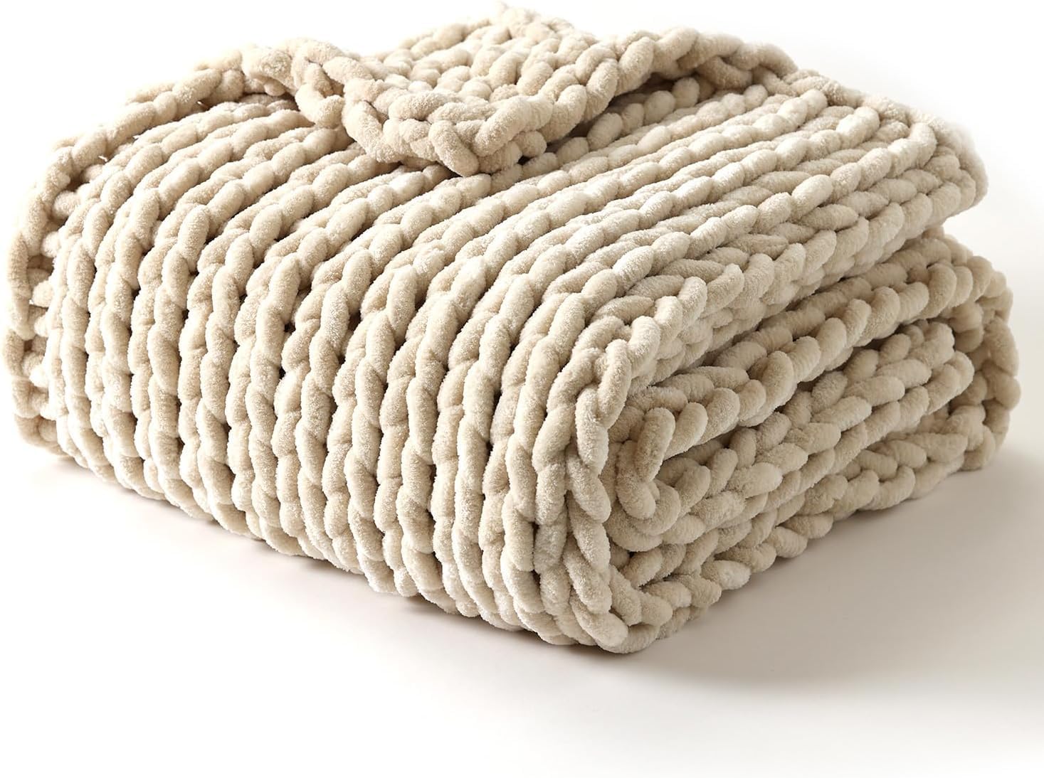 YnM Manta gruesa, tejida a mano con hilo de felpilla, agradable al tacto, ventilada y transpirable, lavable a máquina, pieza de decoración del hogar