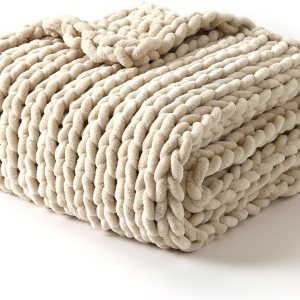 YnM Manta gruesa, tejida a mano con hilo de felpilla, agradable al tacto, ventilada y transpirable, lavable a máquina, pieza de decoración del hogar YnM Manta gruesa, tejida a mano con hilo de felpilla, agradable al tacto, ventilada y transpirable, lavable a máquina, pieza de decoración del hogar