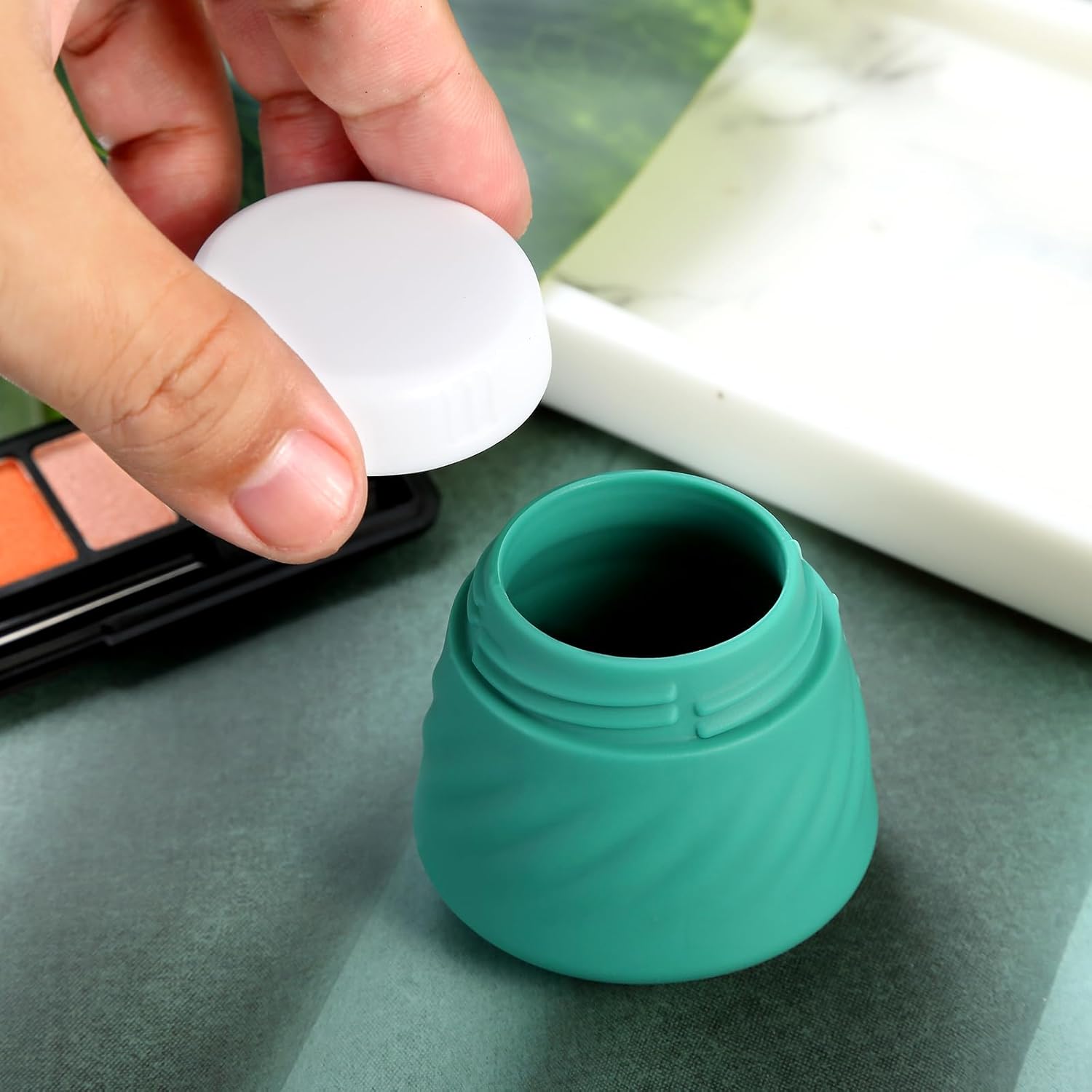 Gemice Recipientes de viaje para artículos de tocador, tarros de crema de silicona aprobados por la TSA recipientes de tamaño de viaje con bolsa