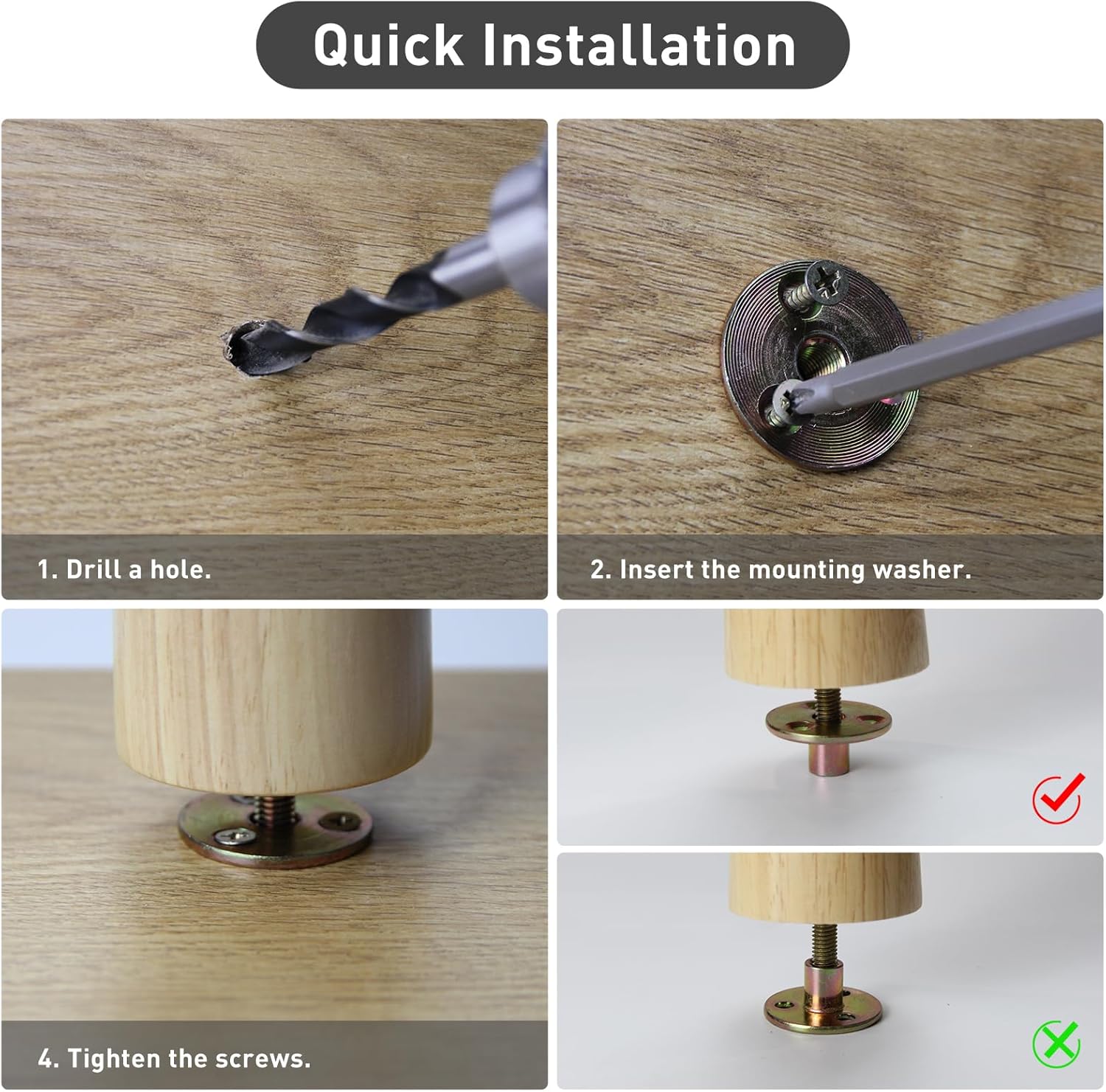Juego de 4 patas de madera para muebles de 8 pulgadas, patas oblicuas para mesa de café, patas de sofá resistentes y resistentes, patas de