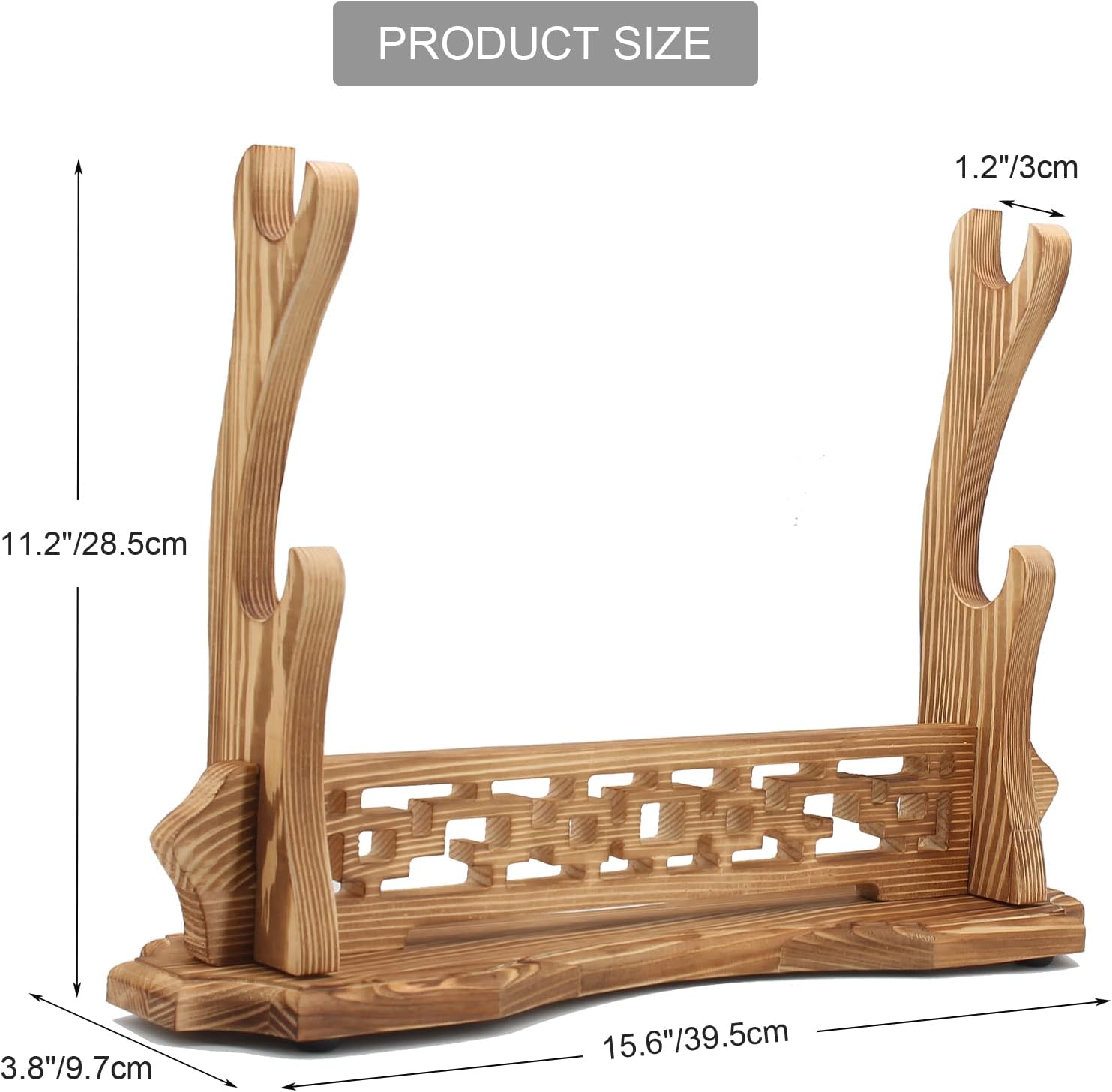 Soporte para espada de 1234 niveles, de madera maciza, para escritorio, espada katana, gladiador samurái, base de montaje para exhibición (2 niveles)