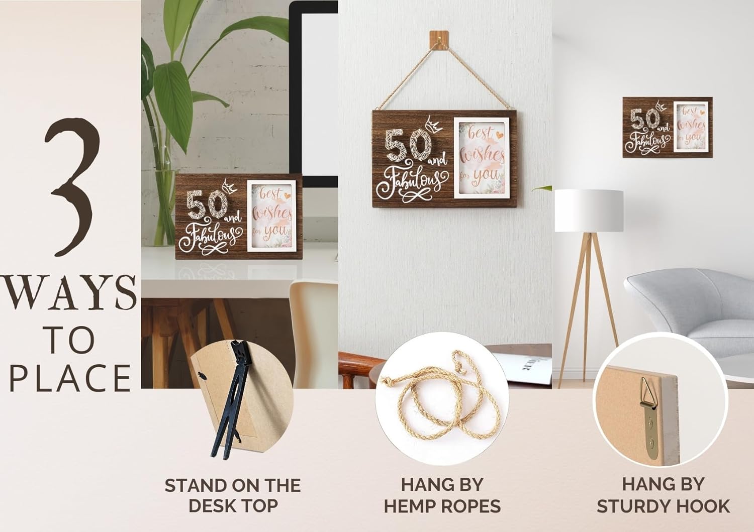 InnoBeta Regalos de cumpleaños para mujeres, mujeres, ella, marco de fotos de madera, foto de 4 x 6 pulgadas, decoración de cumpleaños de pared y