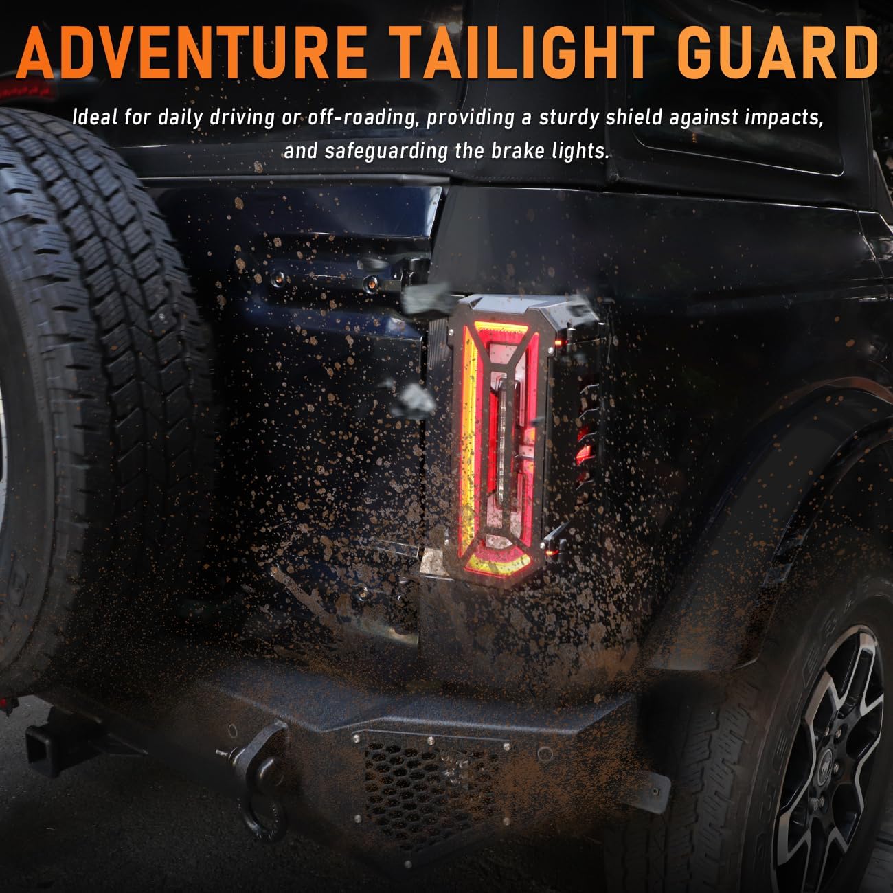2 protectores de luces traseras para luces traseras compatibles con Ford Bronco 2021 2022 2023, accesorios exteriores Kit de moldura (no apto para