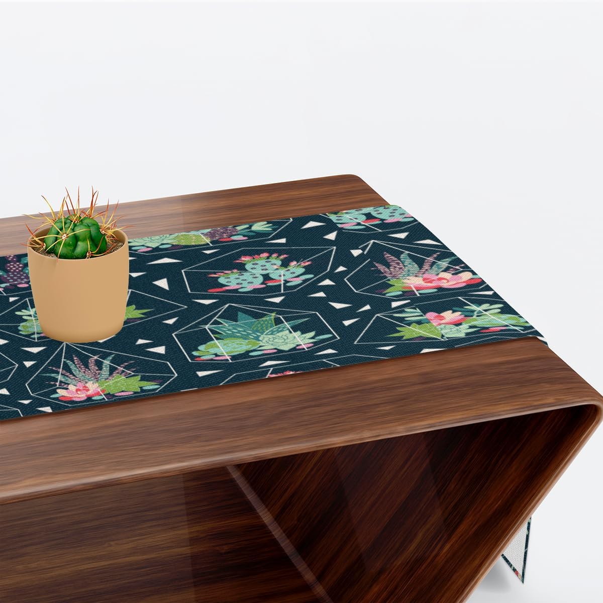 Camino de mesa, suculentas, cactus, terrarios de vidrio, mantel de lino rústico otoñal, mantel de cocina y comedor, decoración para fiesta en el