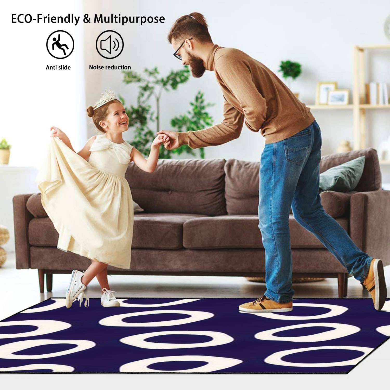 Retro Irregular Shaped Circles Seamless Modern Mid Century Abstract Area Rug Outdoor Patio Rug Play Mat Modern Floor Carpet Non-Slip Home Decor