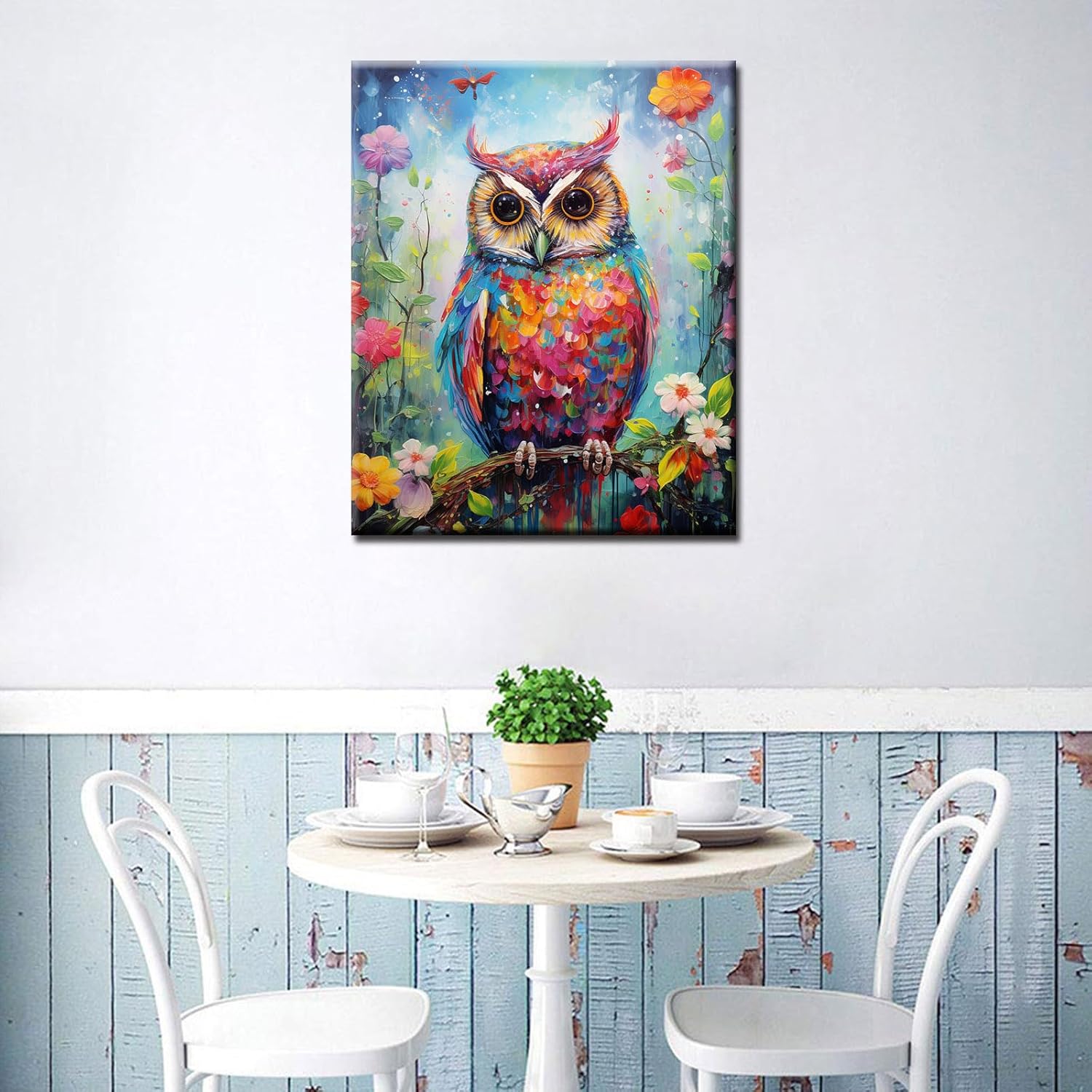 Tucocoo Kits de pintura por números de búho lindo lienzo de 16 x 20 pulgadas, pintura al óleo digital para adultos con pinceles y pigmento acrílico,