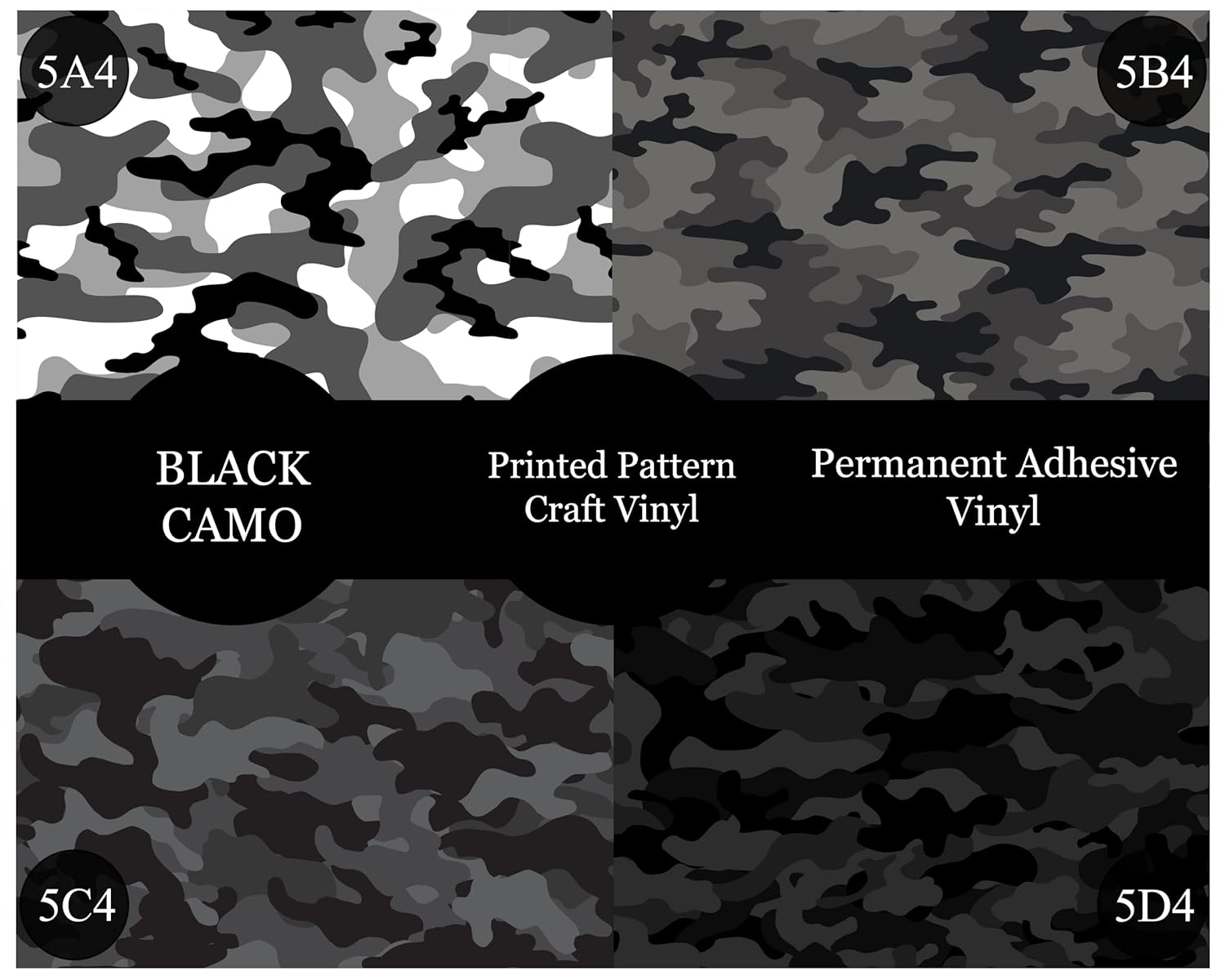 Black Army – Paquete de vinilo adhesivo permanente de camuflaje de 12 x 12 pulgadas, funciona con todos los cortadores de manualidades (4, mezcla y