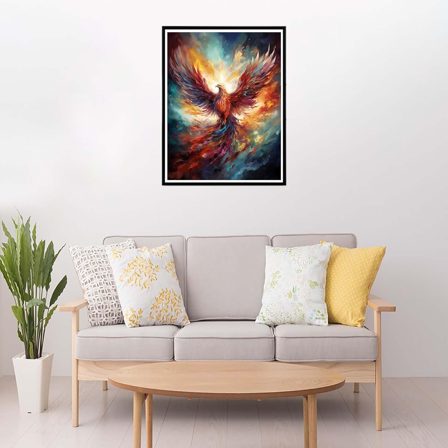 Cuneai – Kit de pintura de diamante 5D Phoenix  Taladro redondo por números, manualidades de pájaros, bordado de cristal para decoración de pared