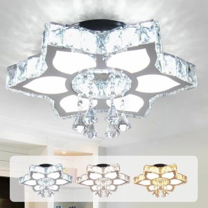 16.1 Candelabros de cristal modernos LED en forma de flor, lámpara de techo empotrada para dormitorio, sala de estar, comedor, pasillo, vestíbulo 16.1 Candelabros de cristal modernos LED en forma de flor, lámpara de techo empotrada para dormitorio, sala de estar, comedor, pasillo, vestíbulo