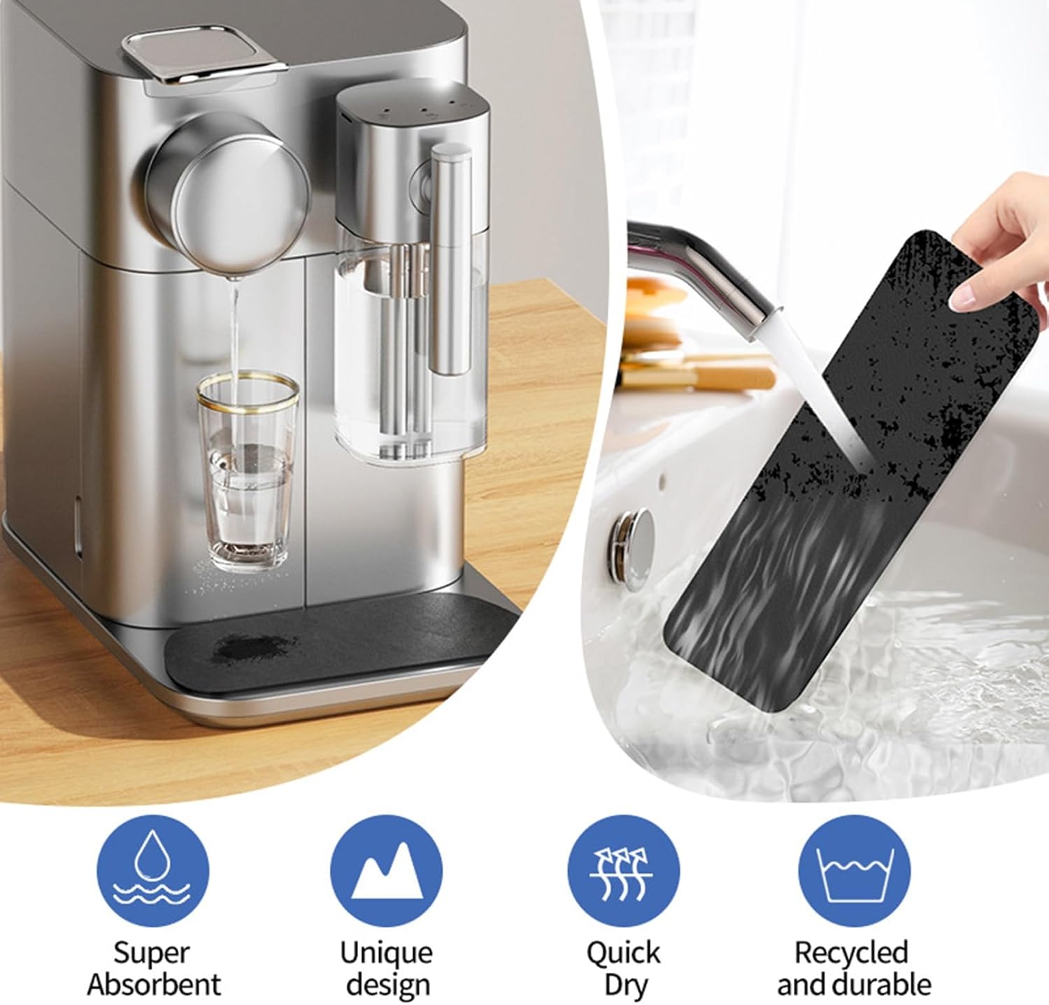 Bandeja de goteo para refrigerador para dispensador de bebidas, parte inferior antideslizante absorbente de agua para bandeja de agua, bandeja de