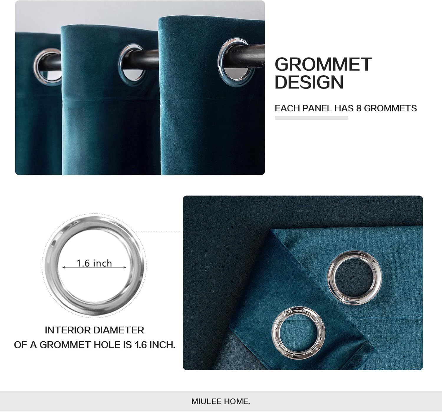 MIULEE Cortinas opacas de terciopelo azul de 63 pulgadas de largo, con aislamiento térmico, insonorizadas, para oscurecer la habitación, cortinas