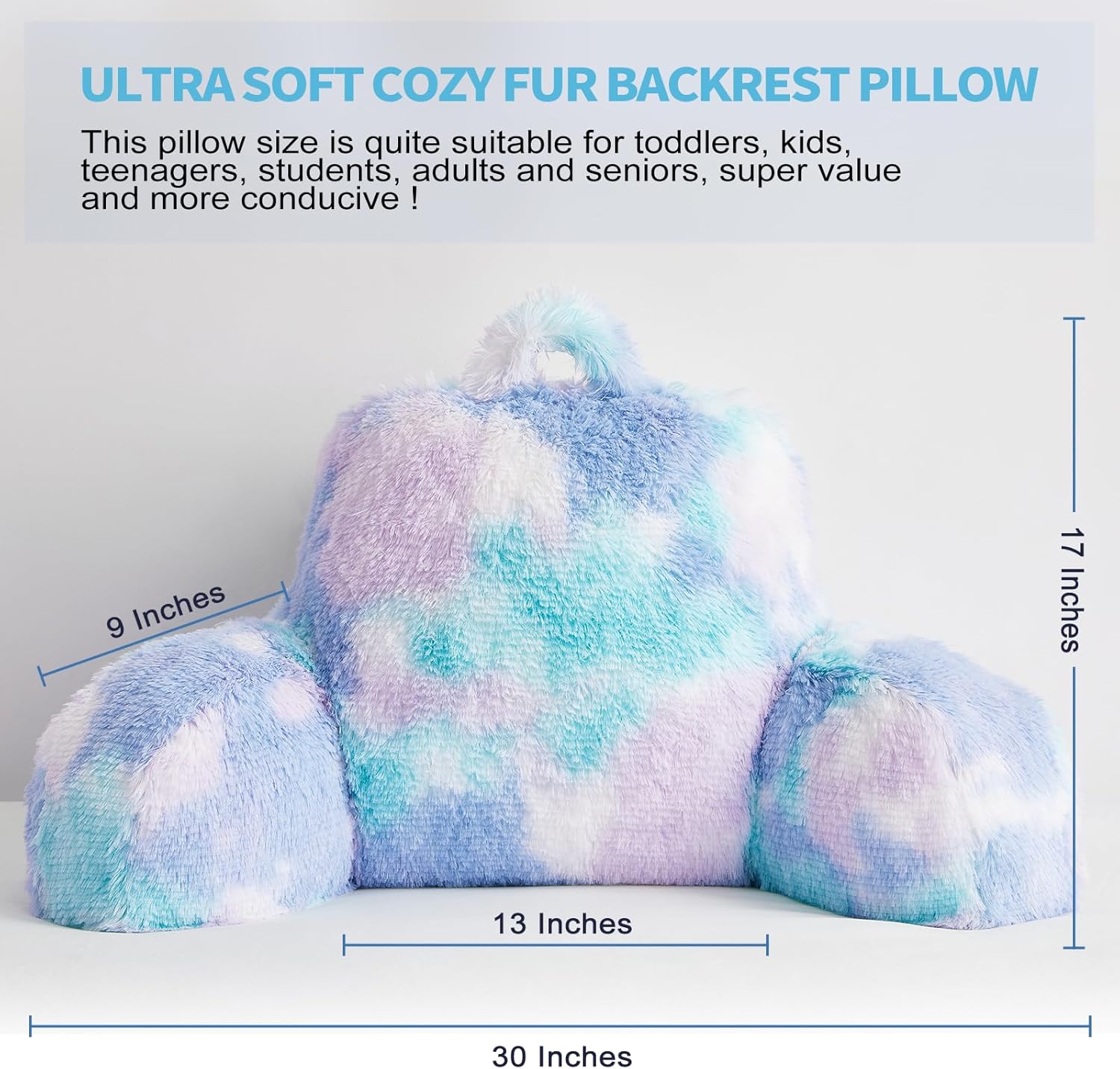 Bedriping Almohada de lectura para cama para adultos, almohada de respaldo de piel sintética con brazos, almohada ergonómica para sentarse en la