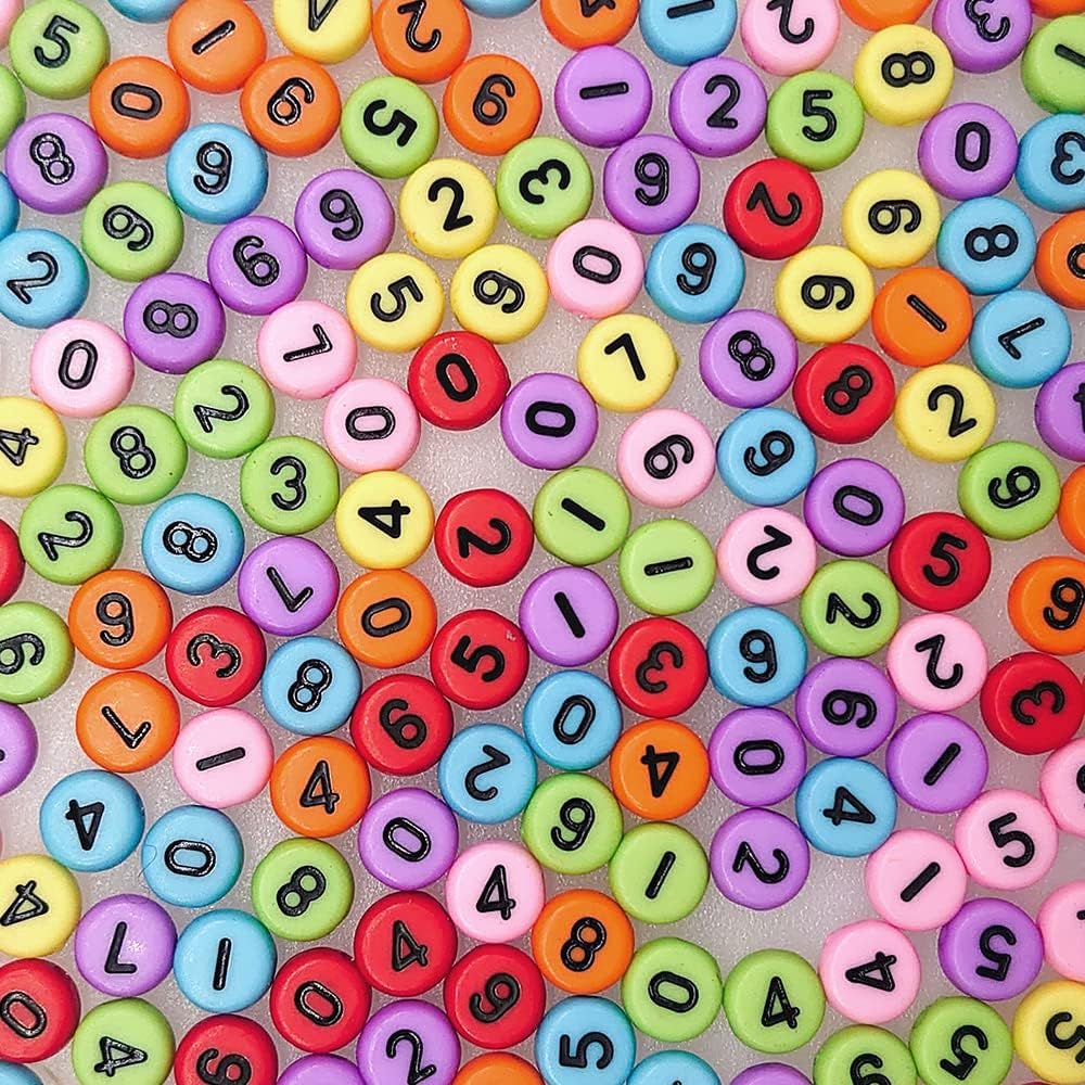 800 cuentas redondas coloridas de letras de números de 0 a 9 cuentas de 0 a 9 cuentas de plástico mixtas sueltas para hacer joyas, pulseras,