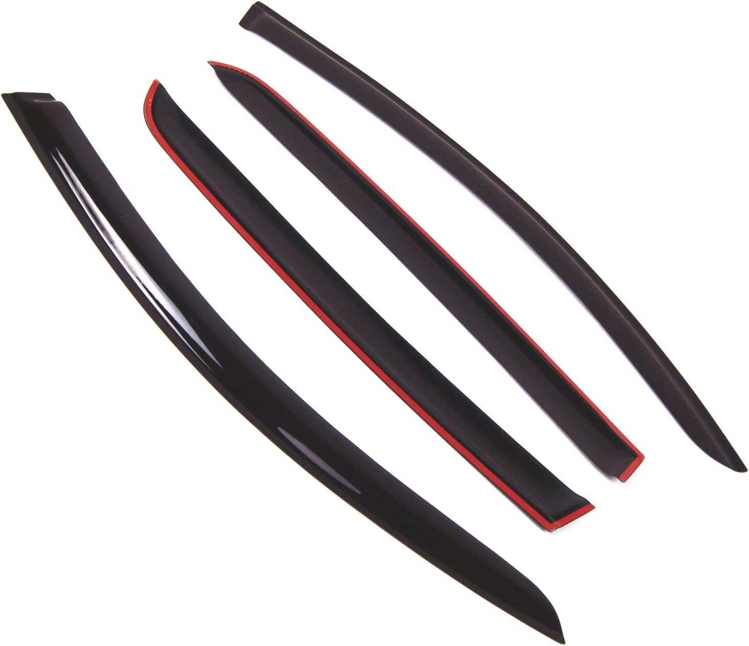 Tuningpros WD2-749 Deflector de visera de ventana de montaje exterior, protector contra la lluvia, color humo oscuro, juego de 4 piezas compatible