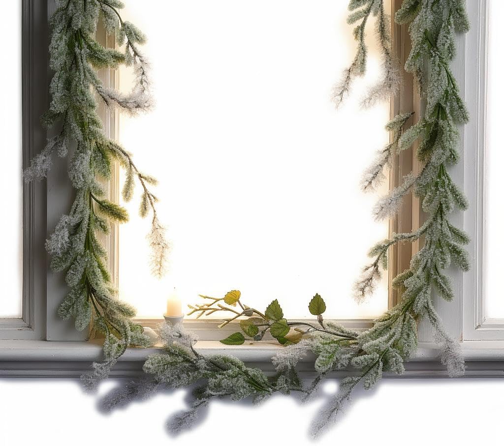 Guirnalda de Navidad de pino de nieve de 78 pulgadas, guirnalda de pino de Navidad para Navidad, temporada de vacaciones, mantel de mesa para