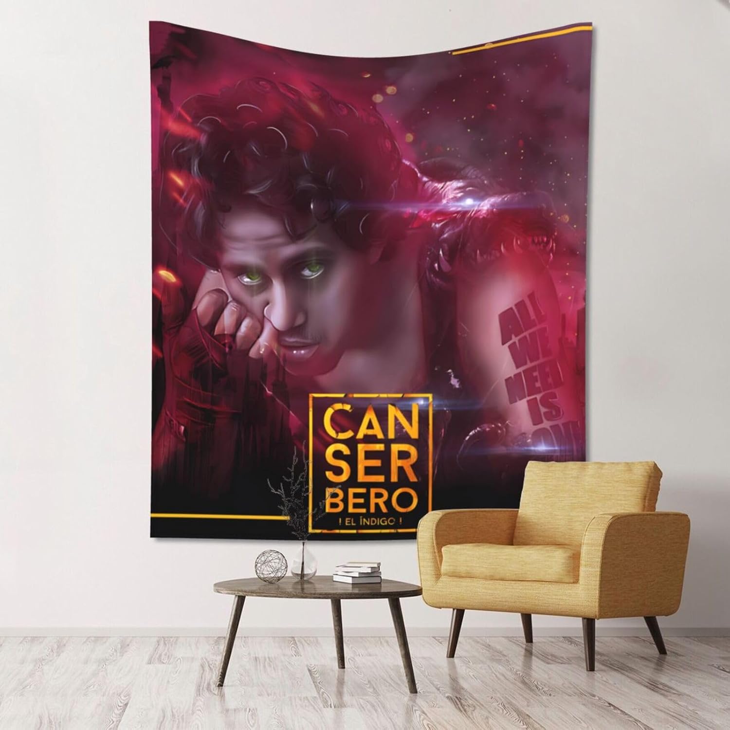 SCUZZY Tapiz Canserbero con estampado vintage para colgar en la pared, tapiz de anime divertido